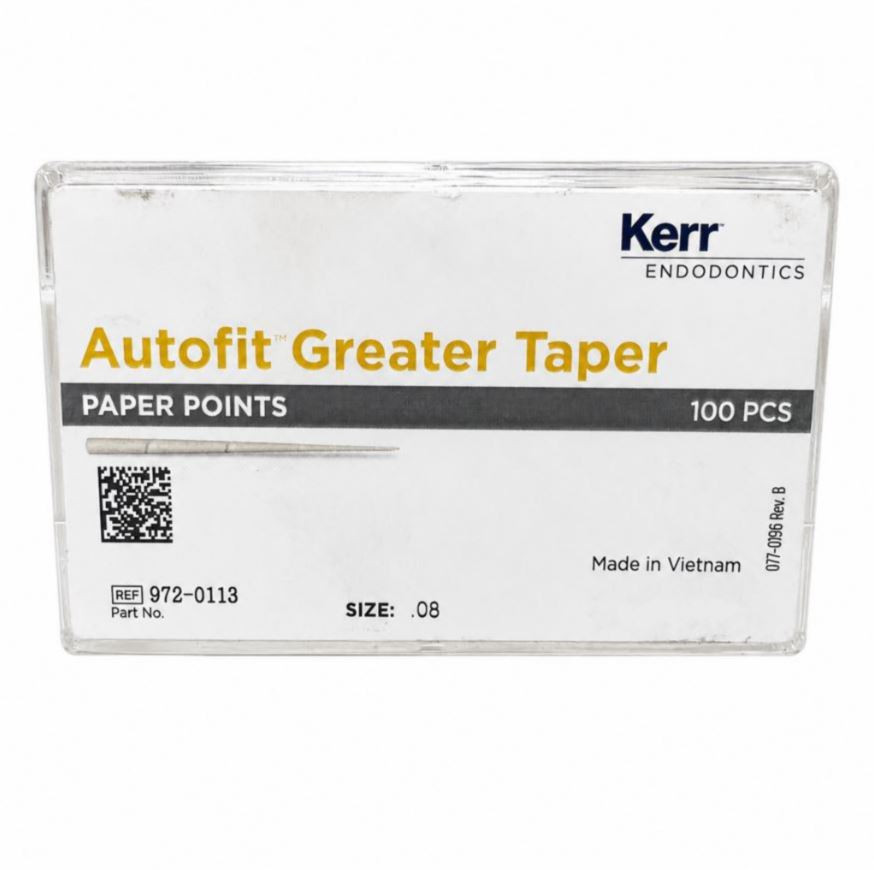 *100-Pieces* Kerr Autofit Greater Taper Size-.08 Paper Points 972-0113