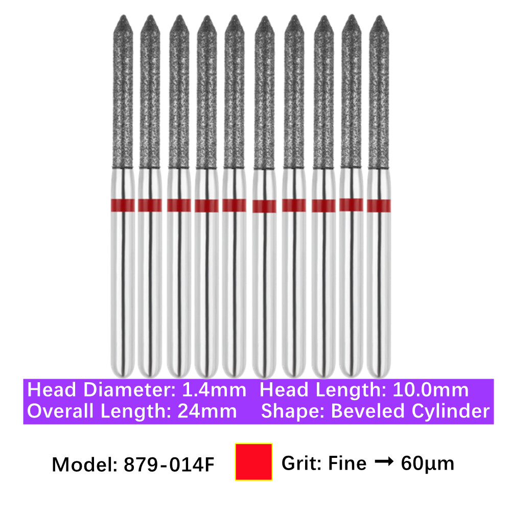 Vakker 10pc Diamond Bur FG Bevel Cylinder & Gingival Curetage Polishing Burs