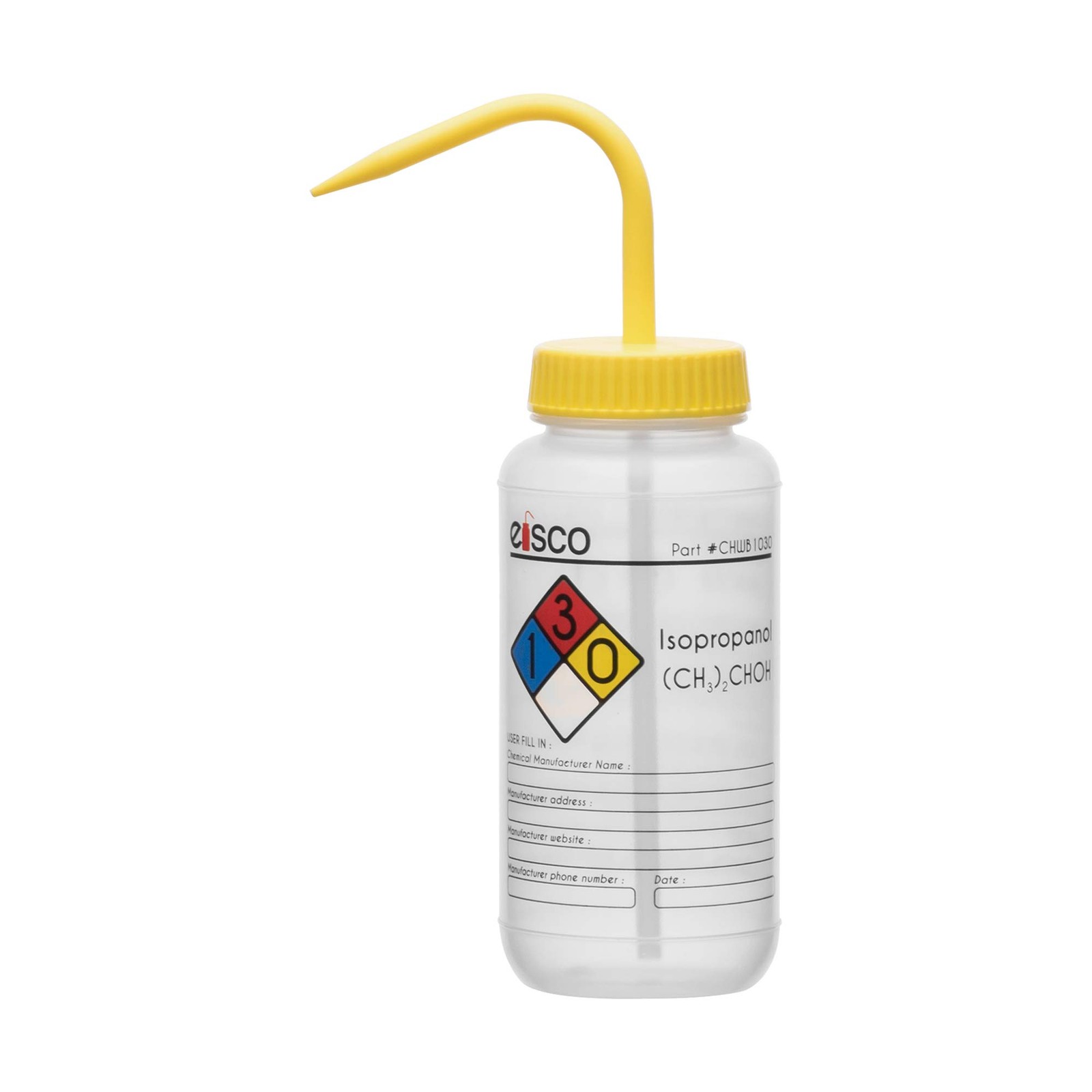 500mL Wash Bottle Isopropanol Labeled Color Coded Safety LDPE Lab Squeeze Bottle