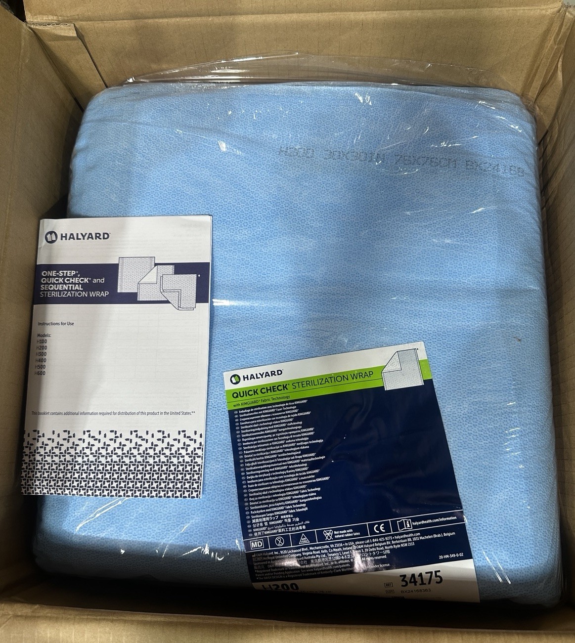 Halyard QUICK CHECK H200 Sterilization Wrap 30” x 30” Ref 34175 Case Of 144