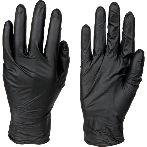 Global Industries disposable GP gloves, Powder Free, Black, Extra Large