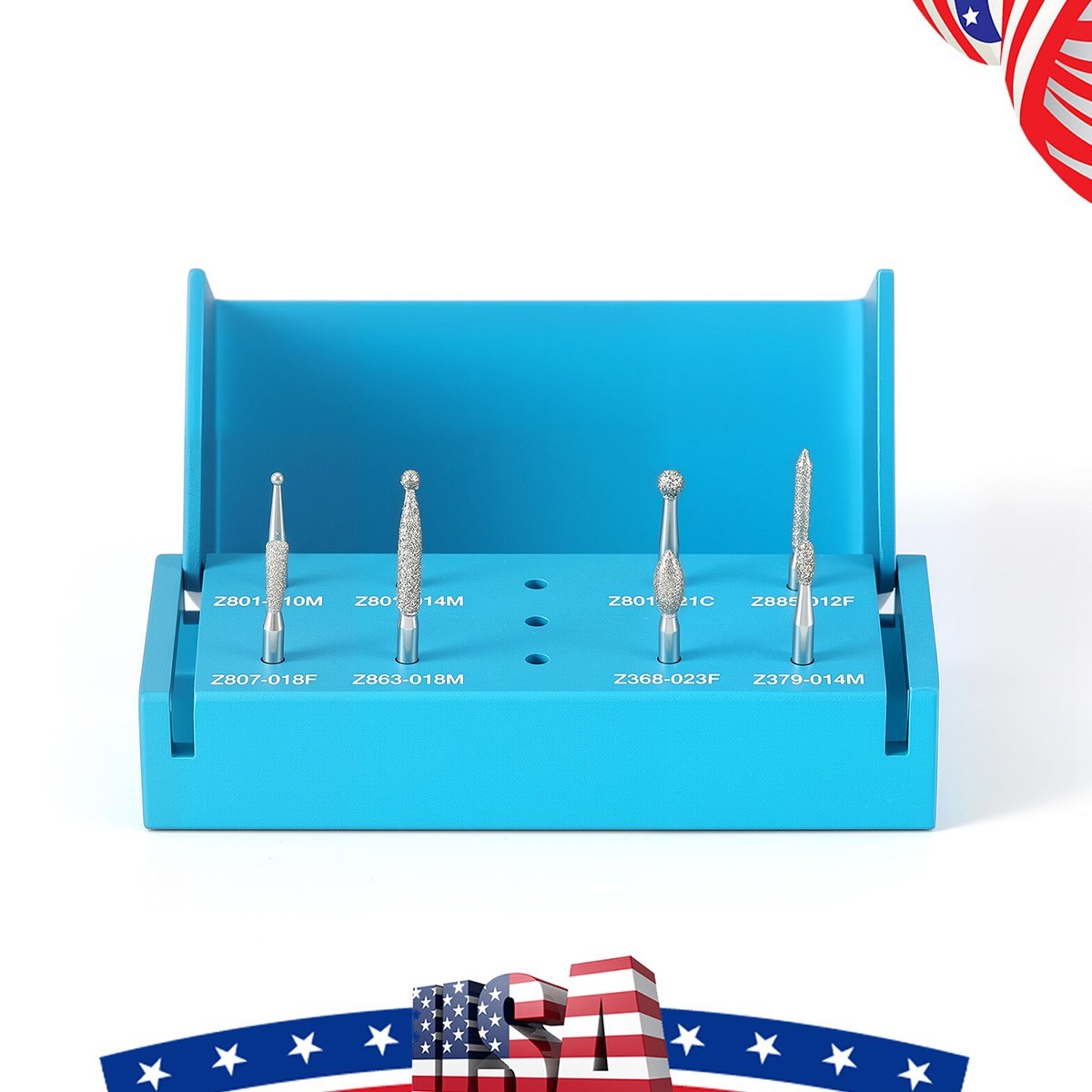 8pc AZDENT Dental Diamond Zirconia Finishing Bur Kit Friction Grip 1.6mm