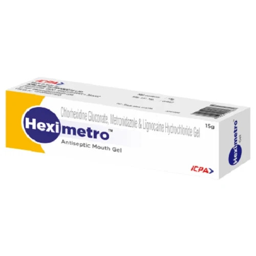 6 x Dental HexiMetro Antiseptic Triple Action Mouth Gel 15gm Tube by ICPA F.S.