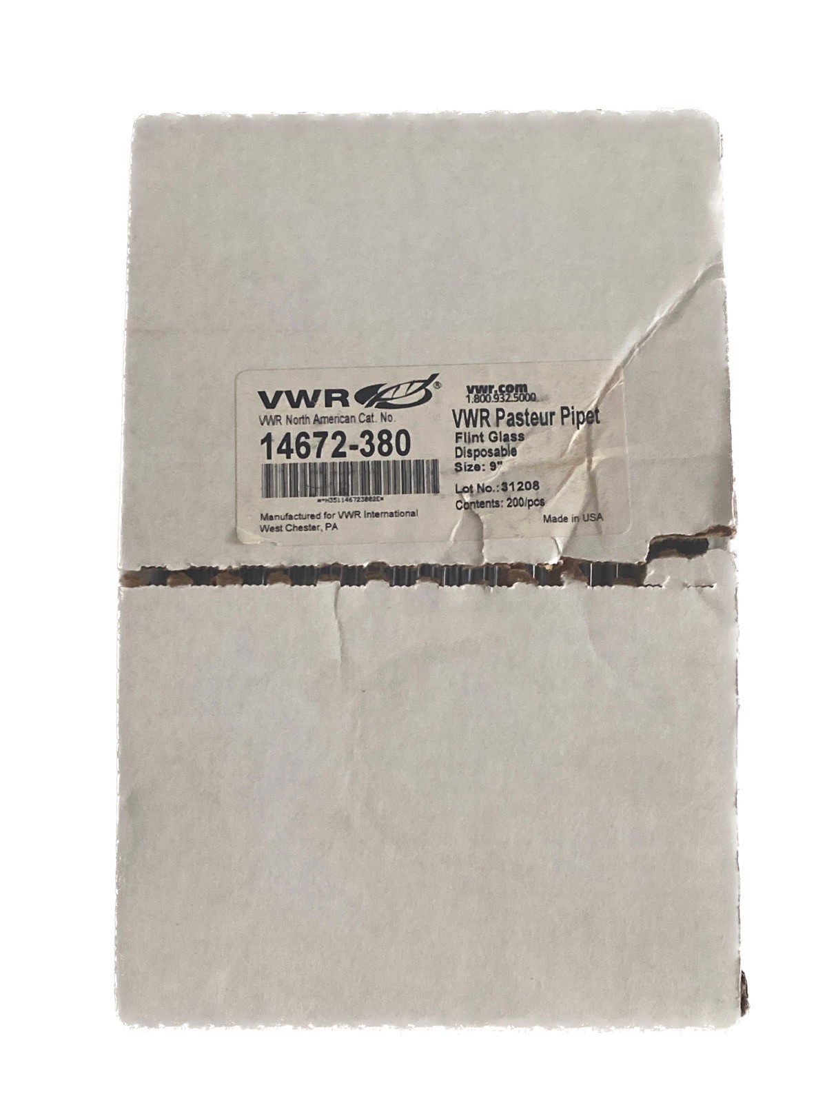 (198) VWR Disposable Flint Glass Pasteur Pipettes 9” Length 14672-380