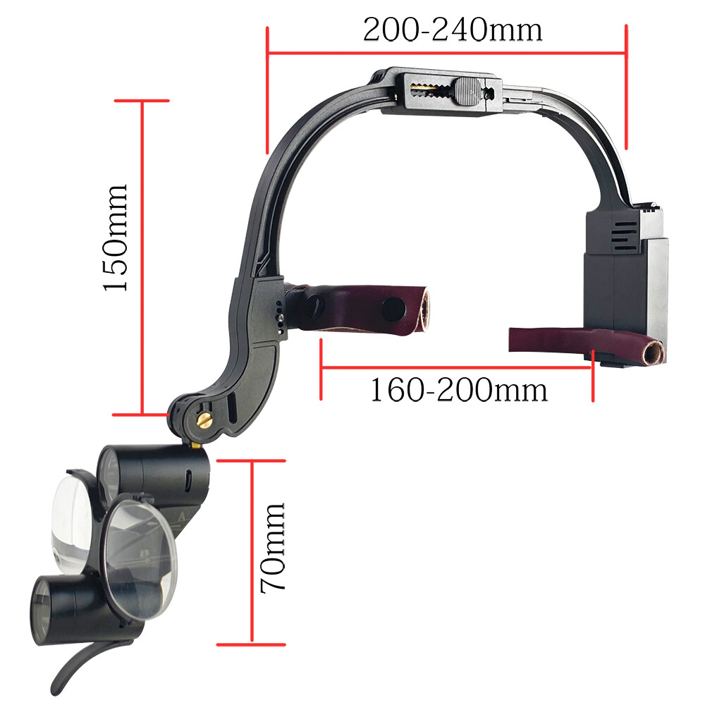 Wireless Dental 3.5X Binocular Loupes with 5W 2 LED Head Light Magnifying Glass