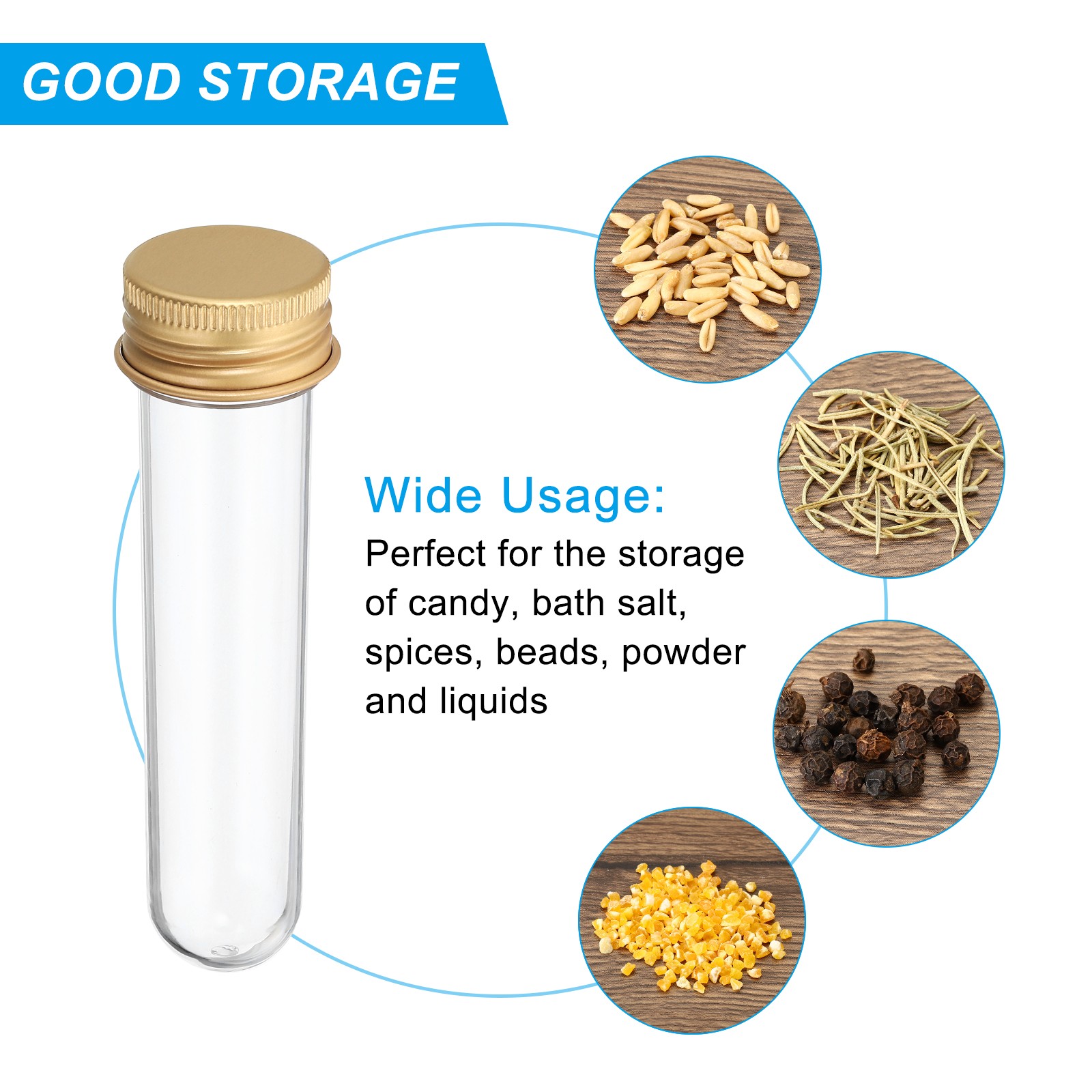 30ml Plastic Test Tubes with Screw Caps, 12Pcs 109x24mm Tubes, Gold Tone