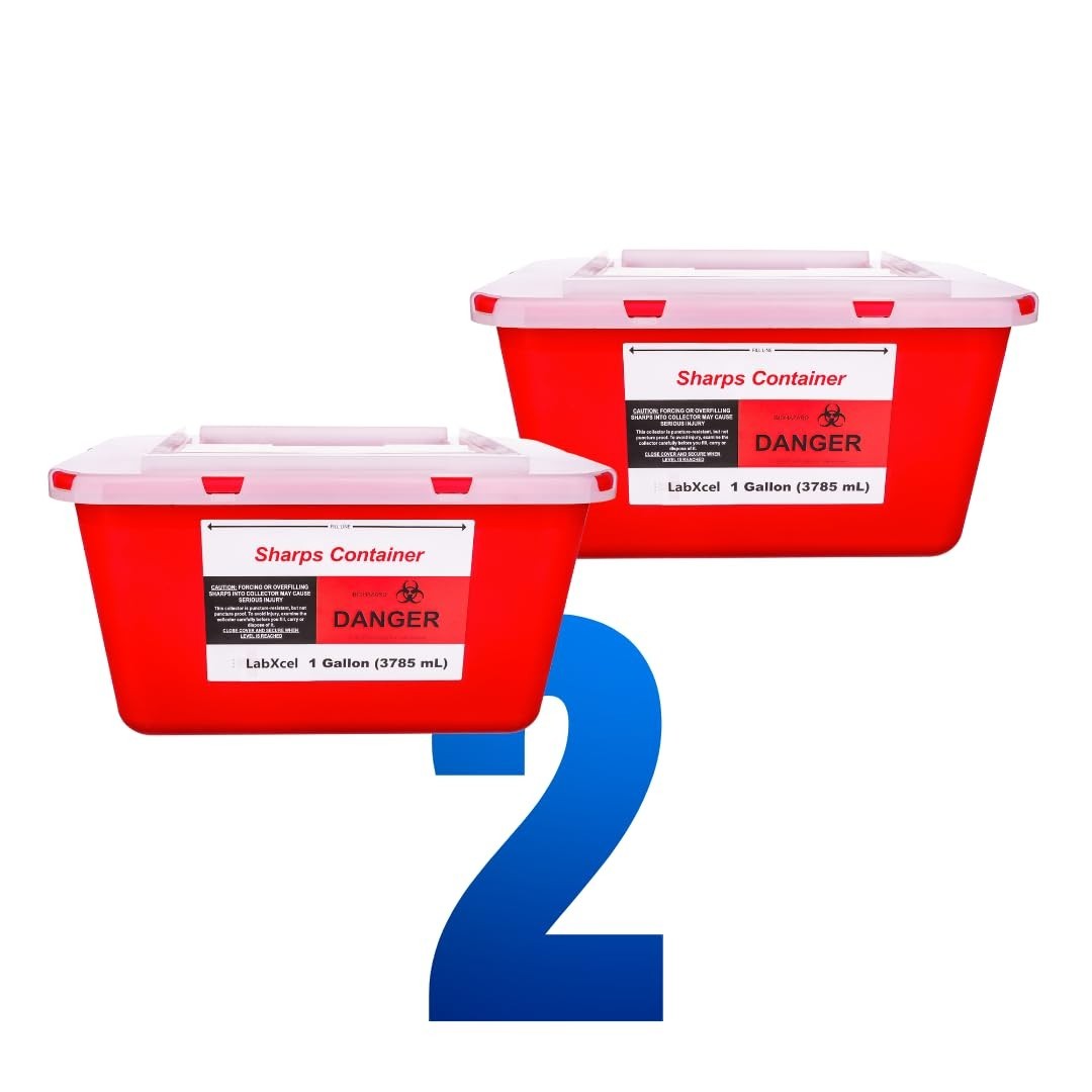Sharps Container Polypropylene Needles & Syringes Disposal Waste Bin Red – 1 Gal