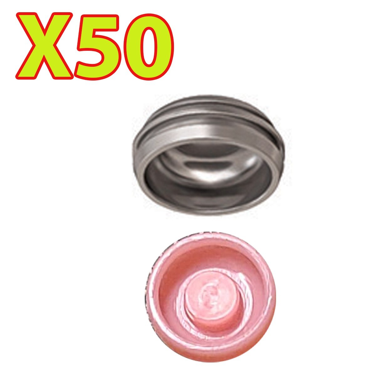 Overdenture Abutment Removable Metal Male Caps Inserts Soft Pink 3.0 lbs 50 Sets