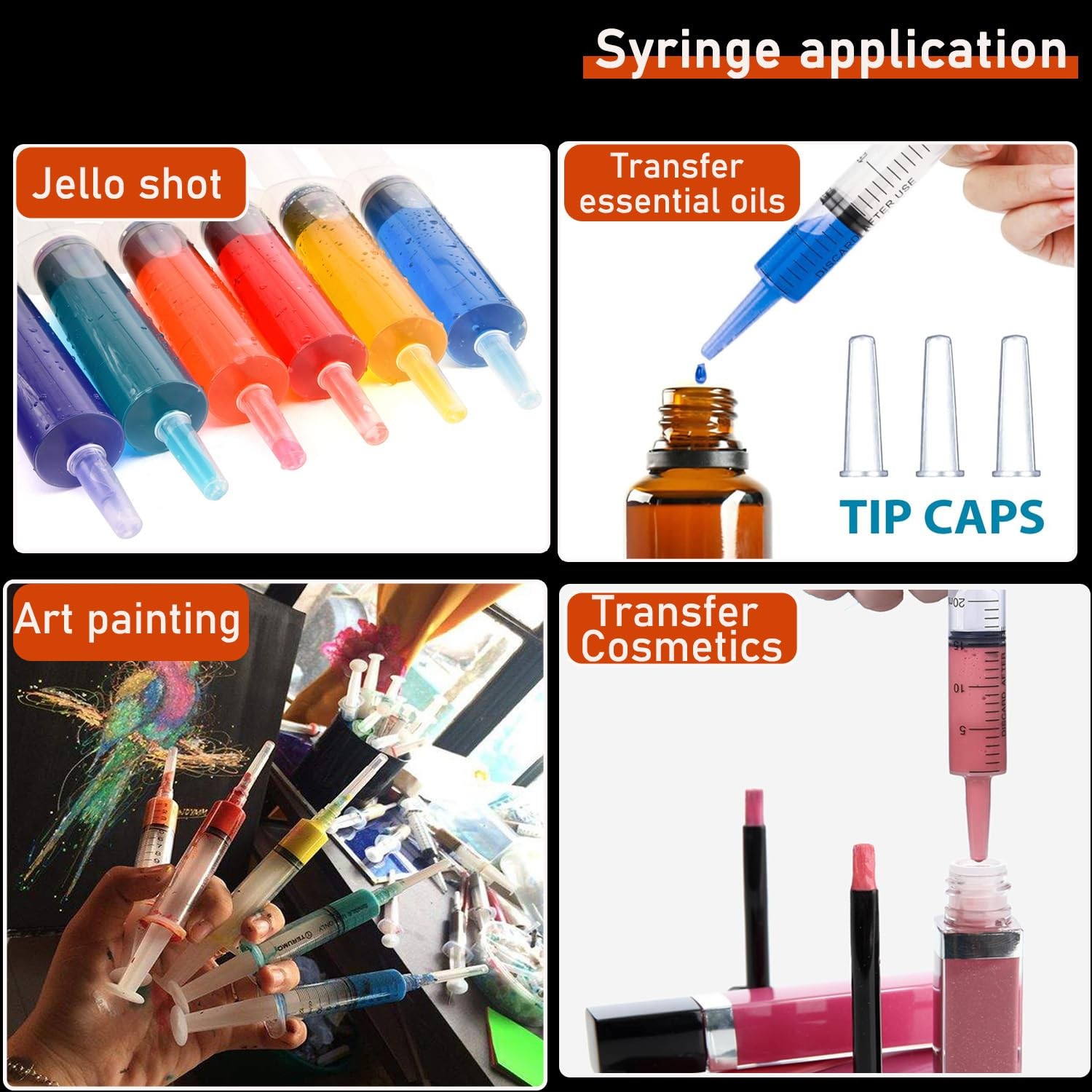 5Pack 20ml Plastic Syringe with caps for Liquid white
