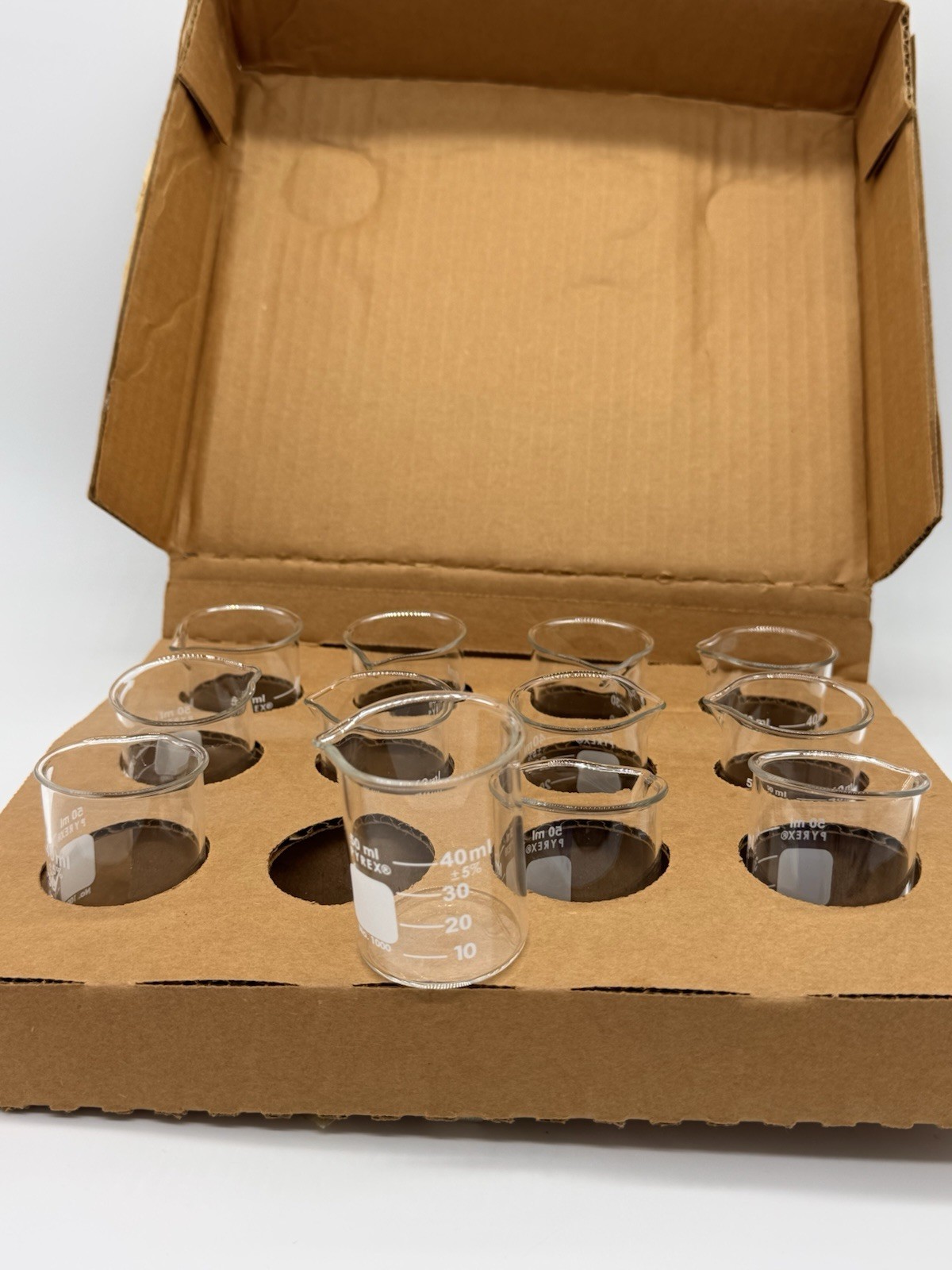12x Pyrex 50 mL Griffin Low Form Glass Beakers 1000-50 BOROSILICATE Lab Ware