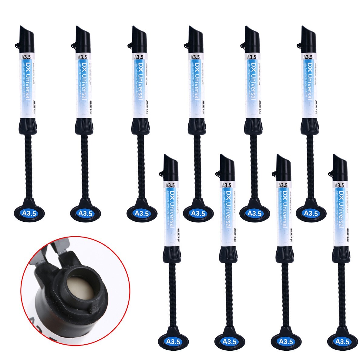 10X DENTEX Dental Universal Light Cure Composite Resin A3.5 Shade 4g/Syringe USA
