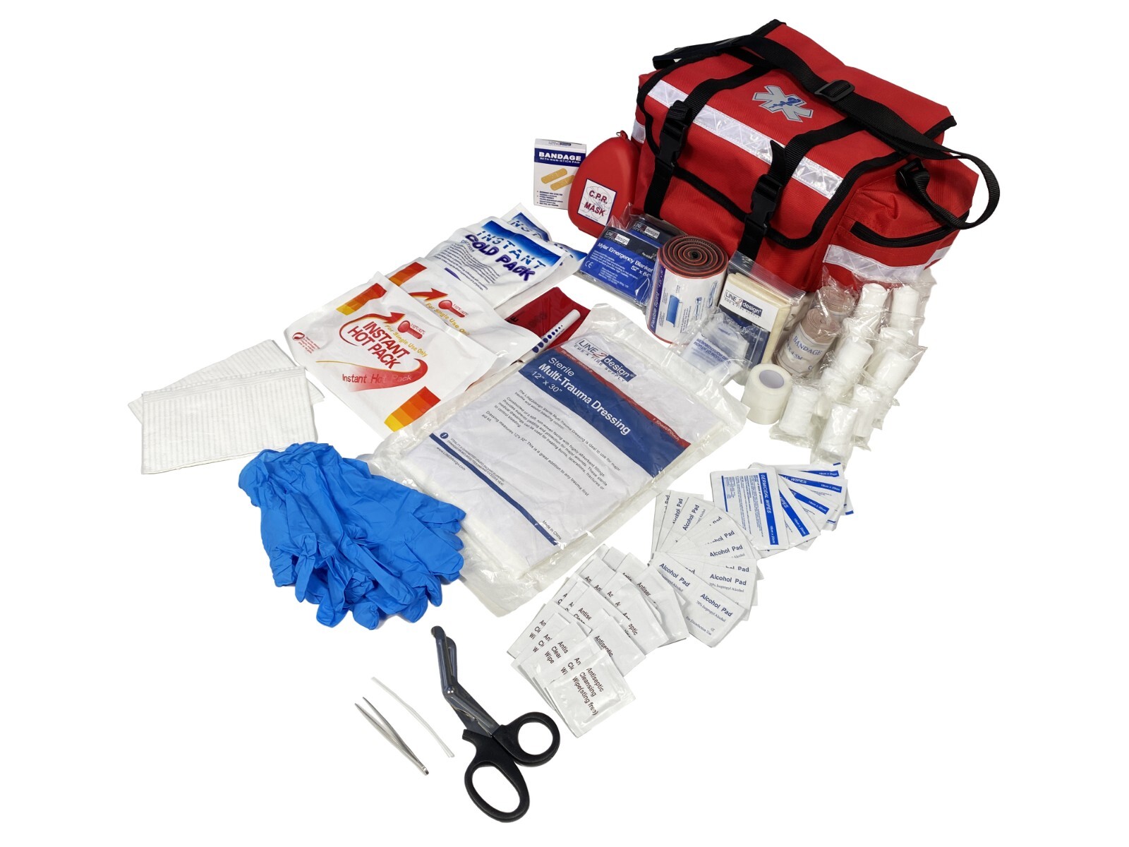 LINE2design First Aid Kit – Paramedic Rescue Emergency First Responder Kit – Red