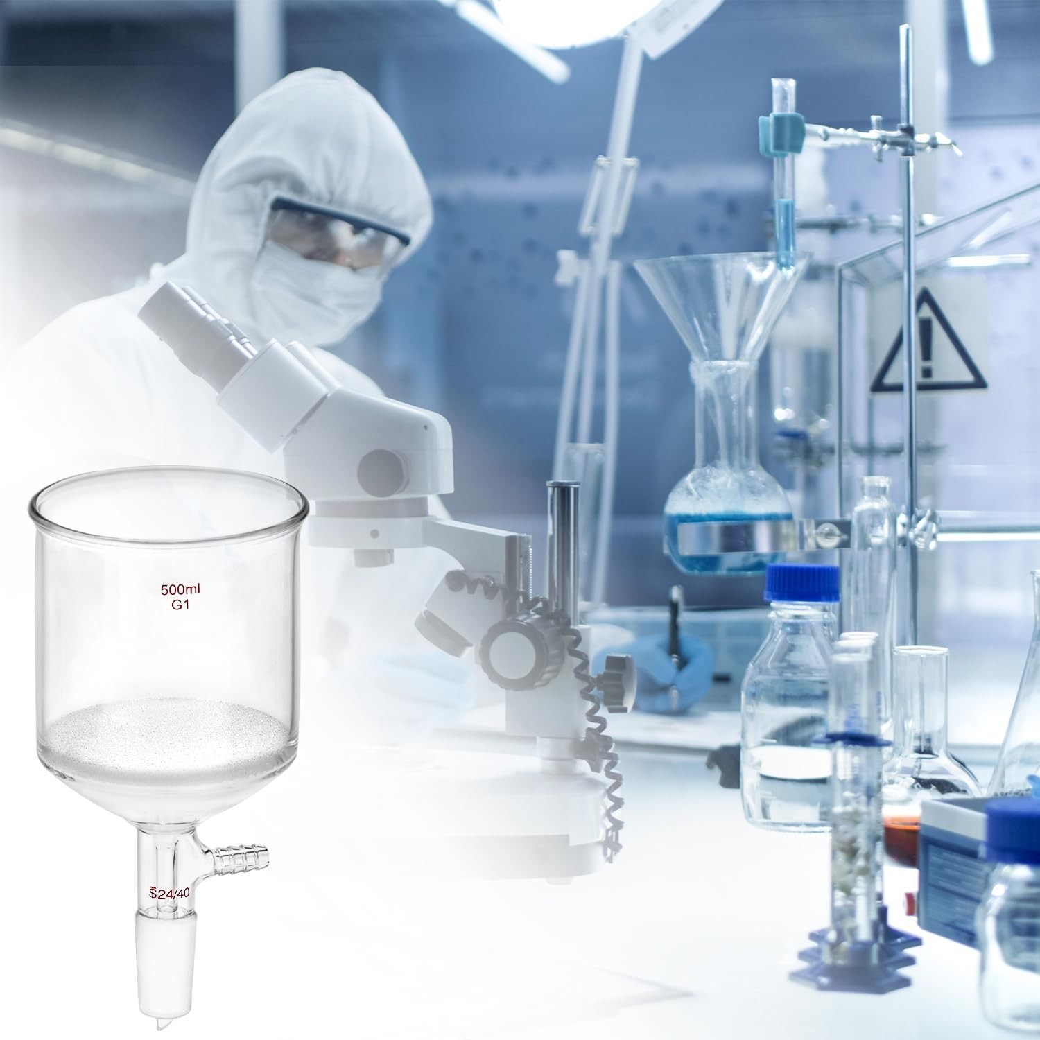 500ml Filtering Buchner Funnel Medium Frit G1 Lab Glassware with Standard 24/…