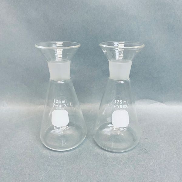 Corning PYREX Determination Flask 125 ml Lot of 2 Flasks