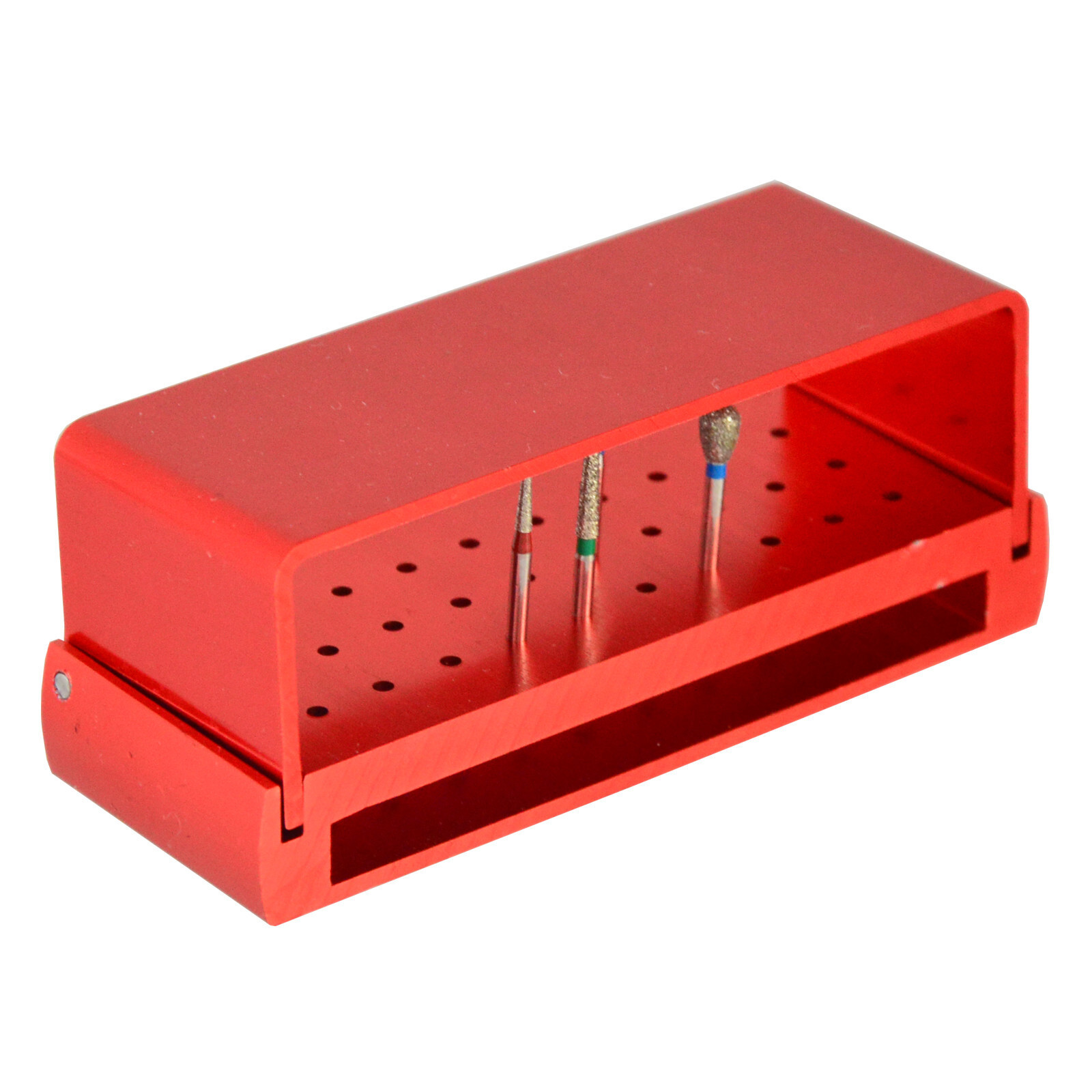 30Holes Dental Bur Burs Holder Block Disinfection Box Aluminium Autoclave 5Color