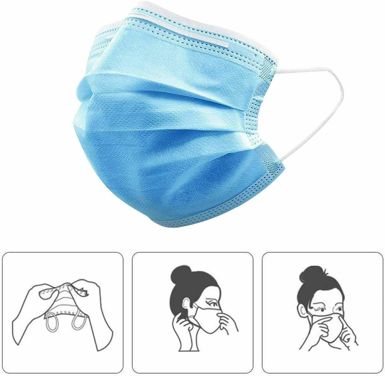Face Mask 3-PLY Disposable Ear Loop Mouth Cover Non-Medical Multi-Pack LOT