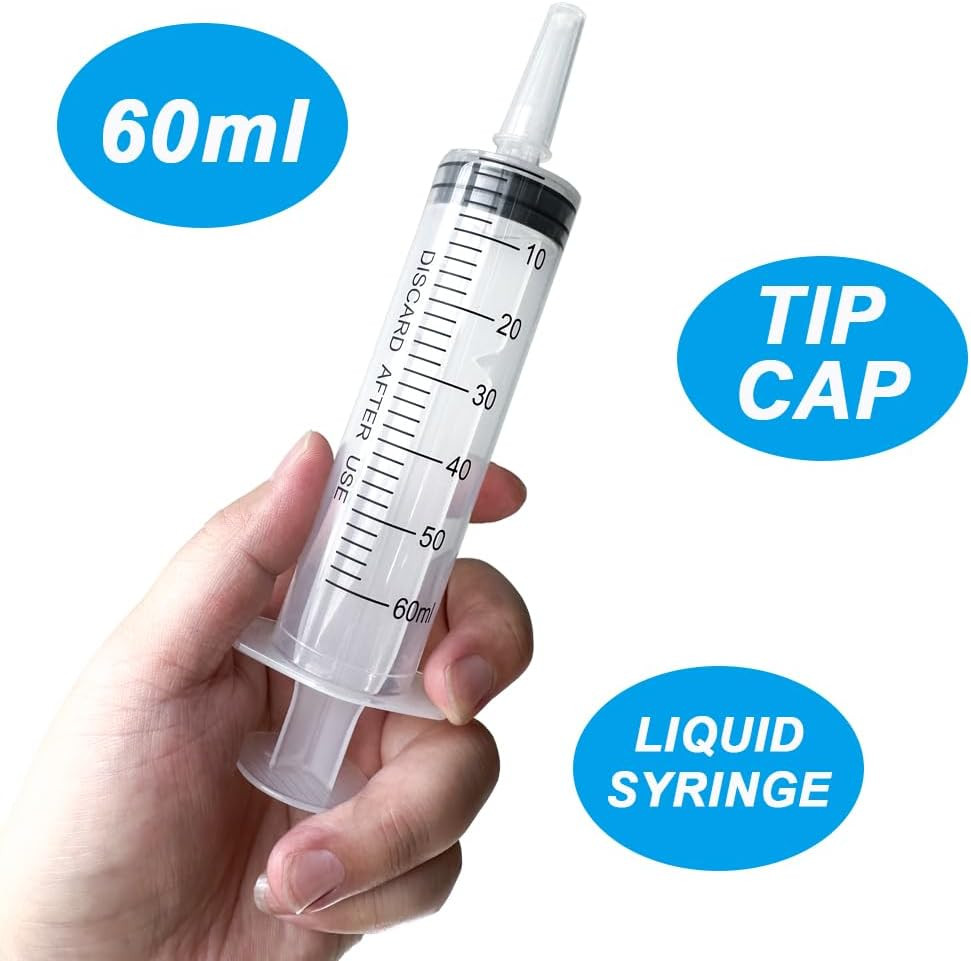 4 Pack 60ml Large Syringe Tip Cap Sterile Plastic for Labs Pets Oil Glue