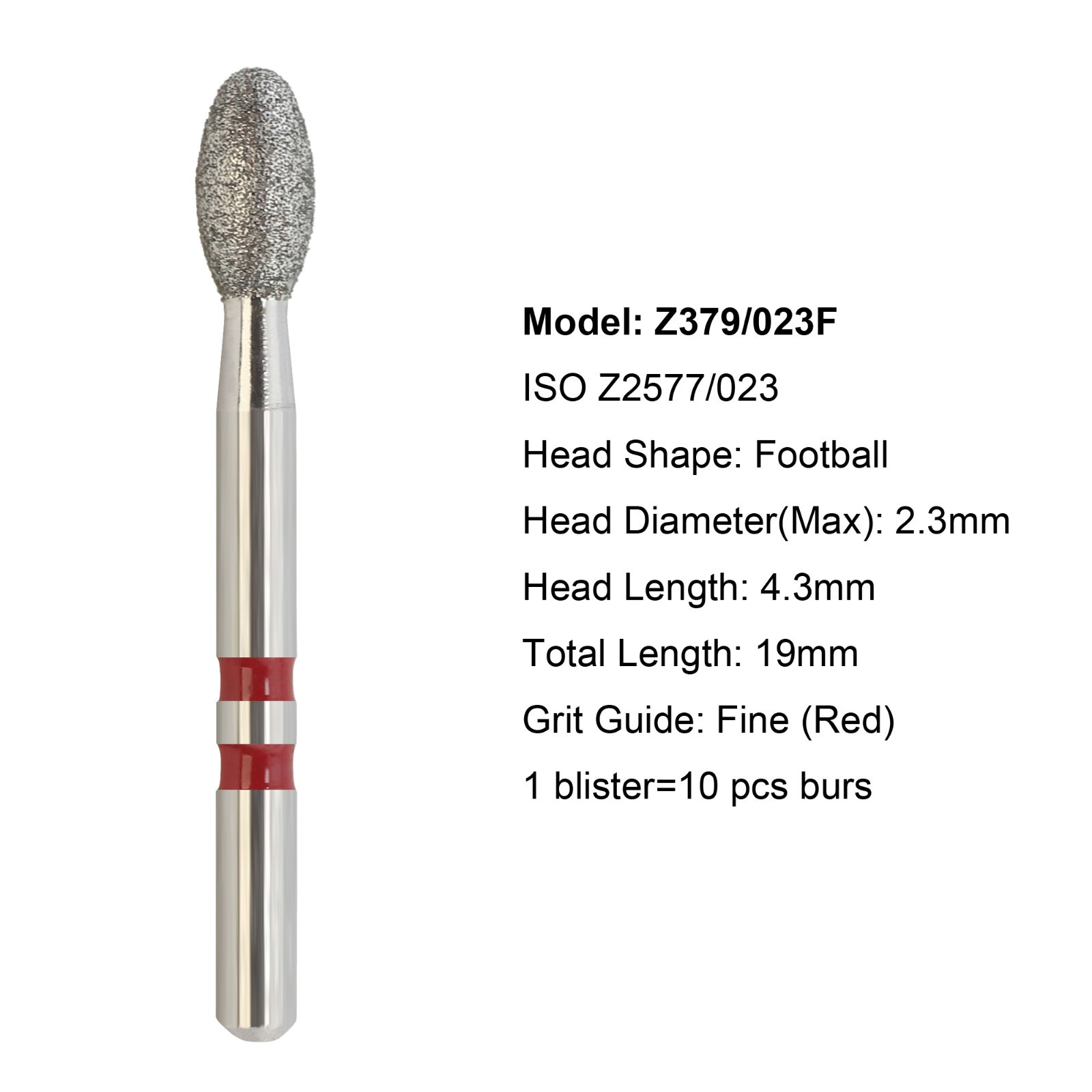 Dental Diamond Burs Zirconia Cutter FG Football Ball Round End Taper Cylinder