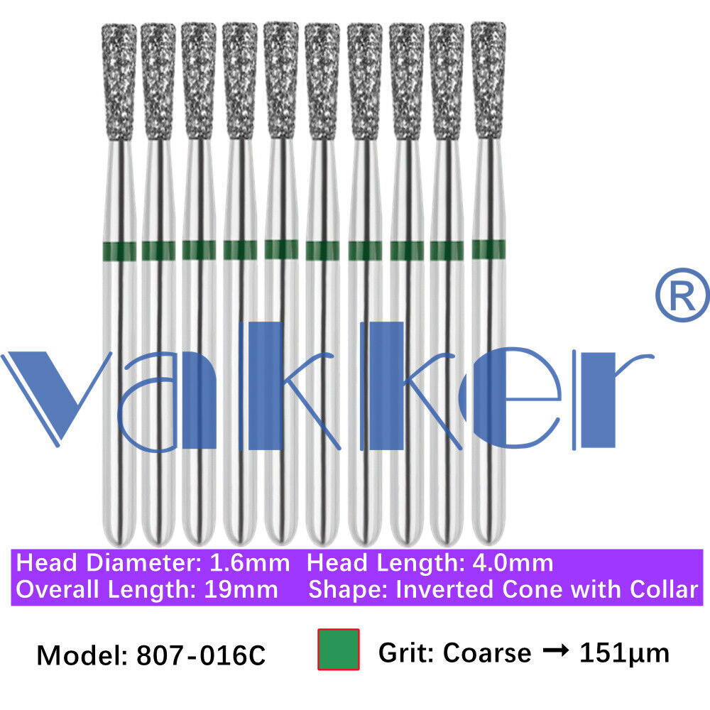 10Burs/pk Dental FG Diamond Burs High Speed Burs Inverted/ Double Inverted Cone