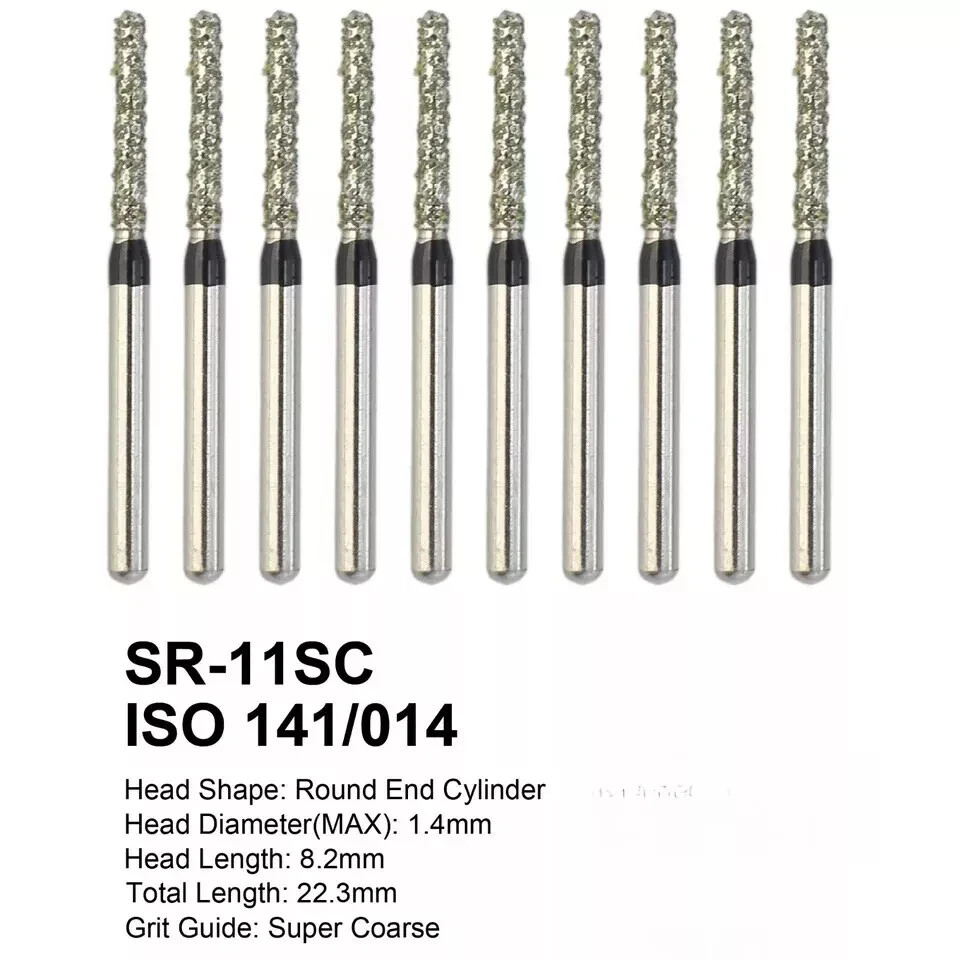 10 Pcs/Box FG Round End Cylinder Diamond Bur SR-11SC SR-13C SR-14C 881/014SC