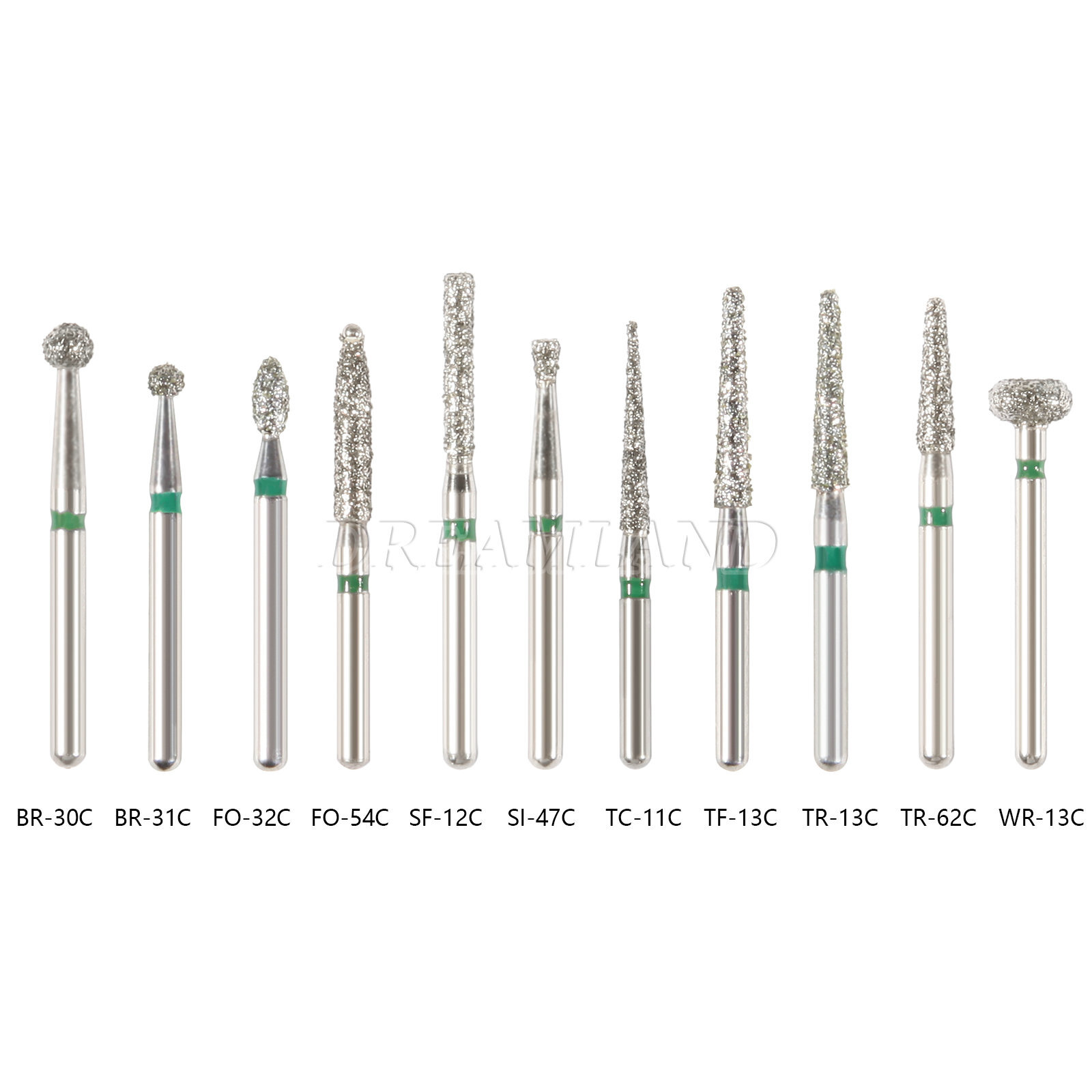 100Pcs 97 Types Dental Diamond Burs FG 1.6mm Drill for High Speed Handpiece