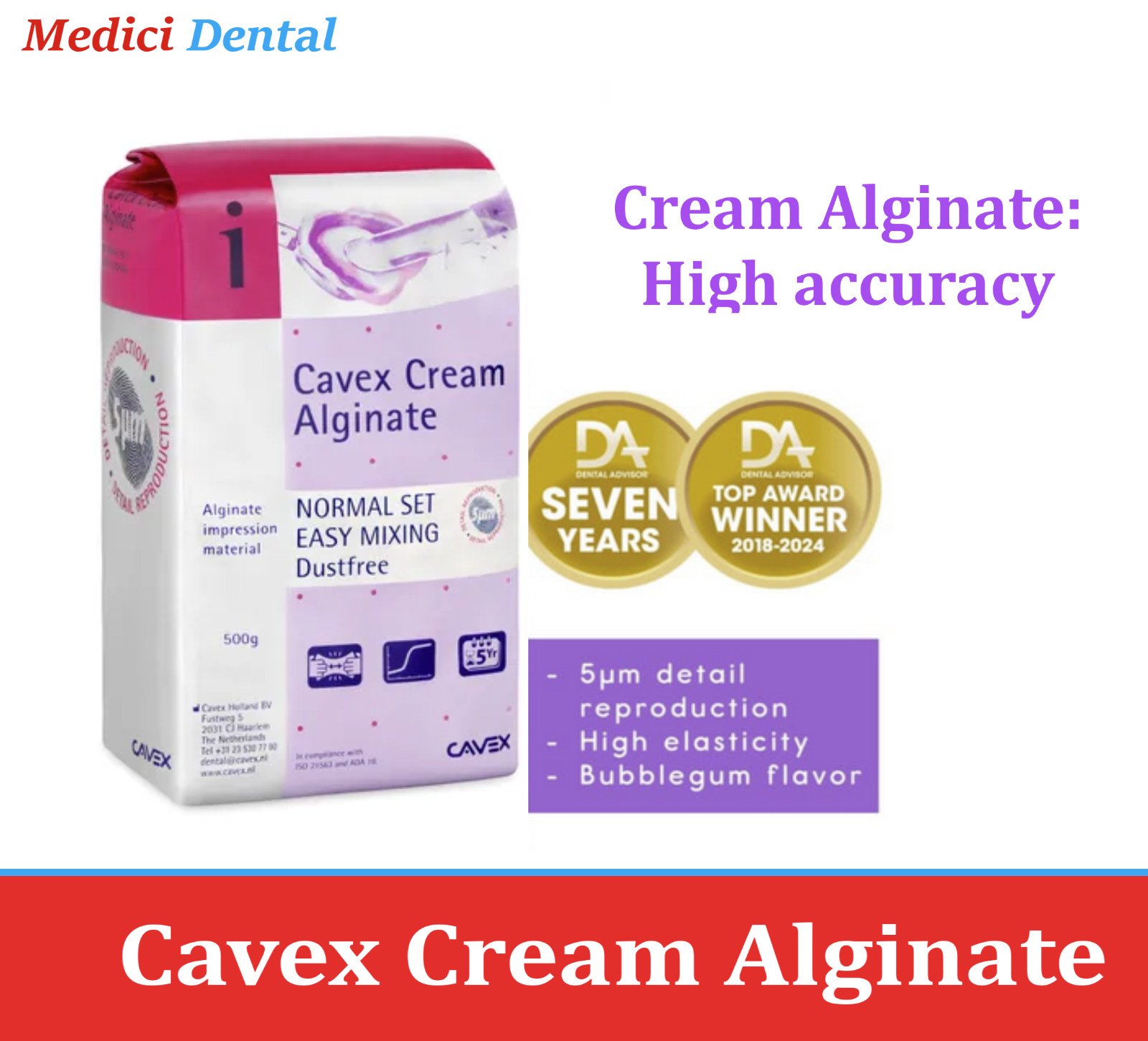 Cavex Cream Alginate Impression Material Dust Regular Set 1.1Lb Pouch Case/10