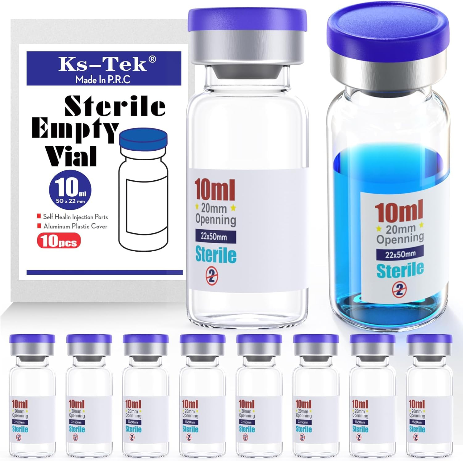 Sterile Empty Vials with Self Healing Injection Port,With Flip off Aluminum Cap,