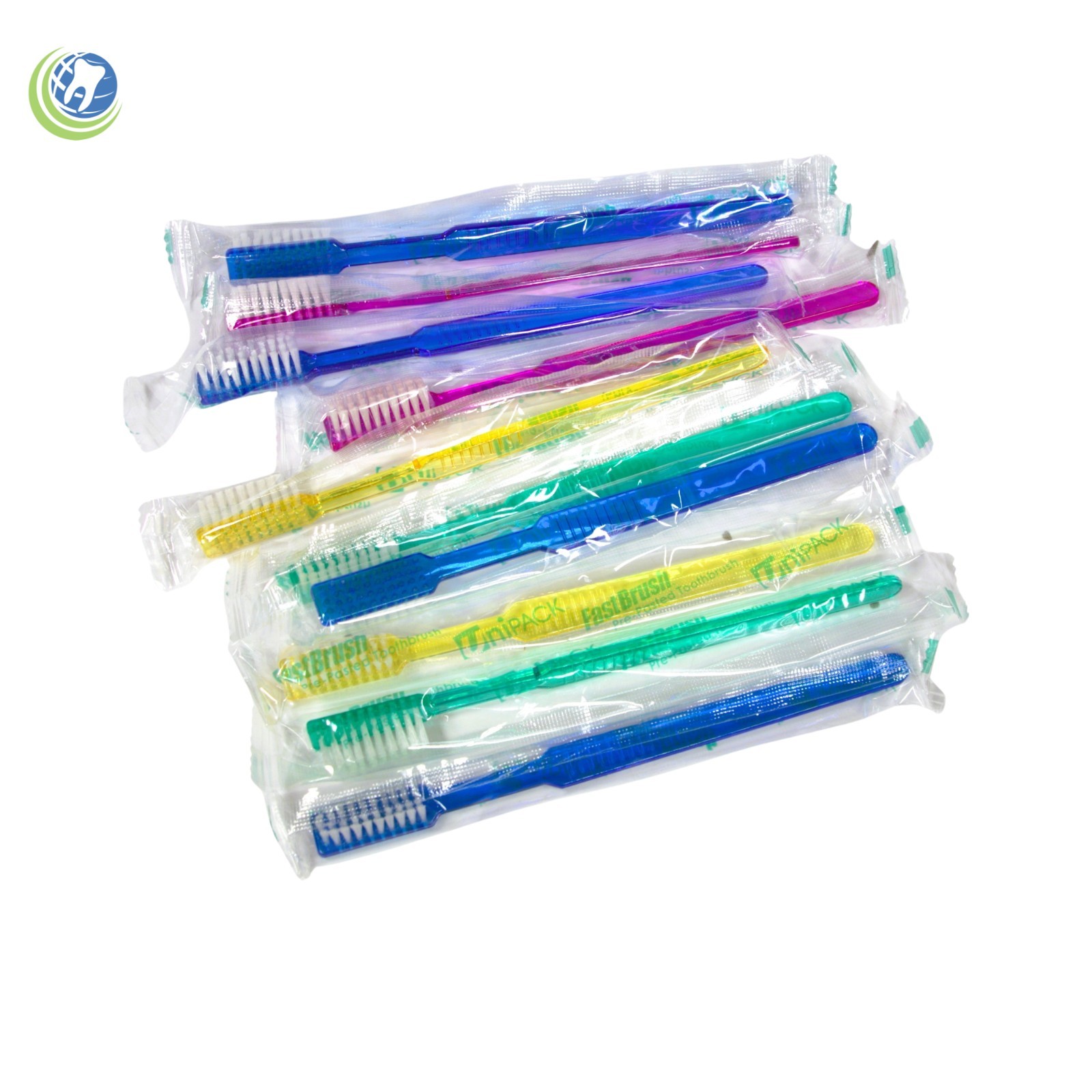 10 Dental Disposable Prepasted Travel Toothbrush Individually Wrapped Clear Blue