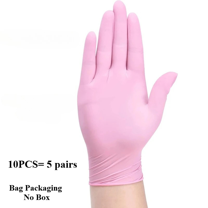 10/20/50/100PCS Pink Gloves Disposable Nitrile Gloves Powder Free for Household