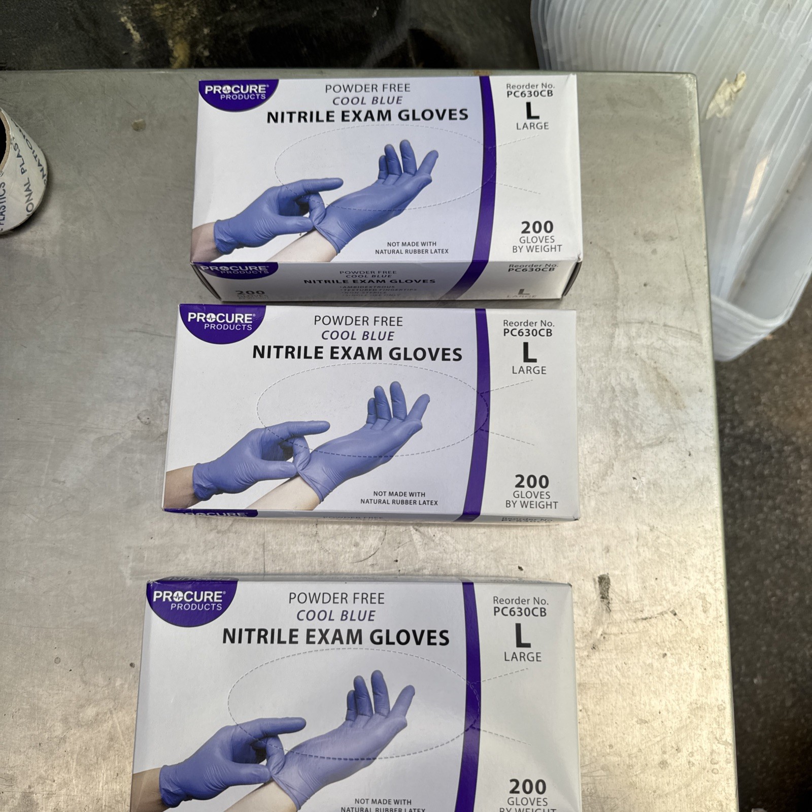 3 ProCure Disposable Nitrile Exam Large Gloves Latex & Powder Free – 200 Gloves