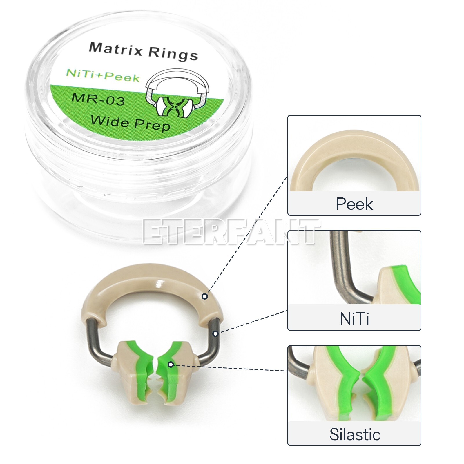 Dental 3D Separator Matrix Bands Rings Titanium Matrices Clip Clamp Fit Garrison