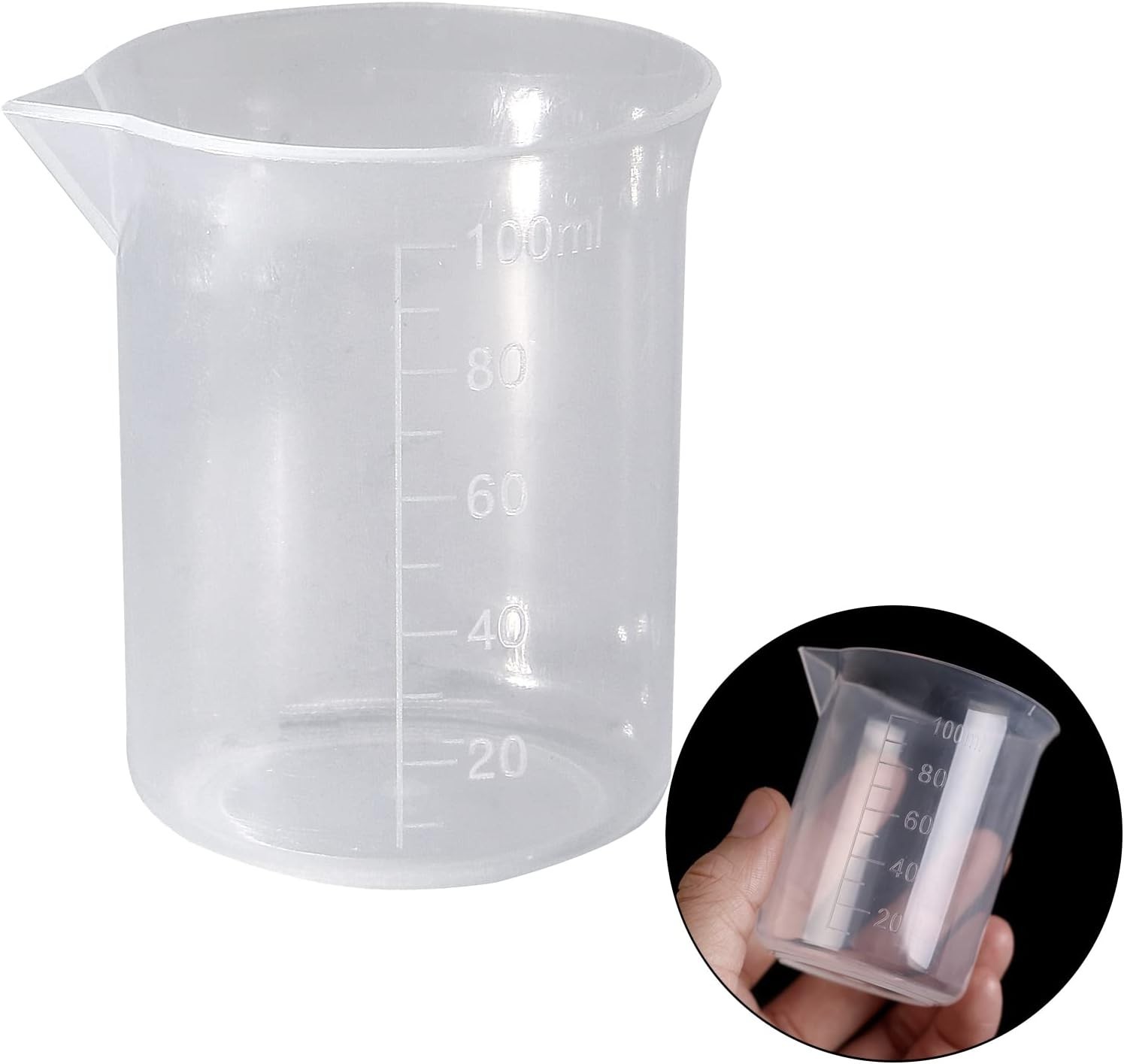 100ml Plastic Graduated Beaker 3 Pack Transparent Measuring Cup for Kitchen