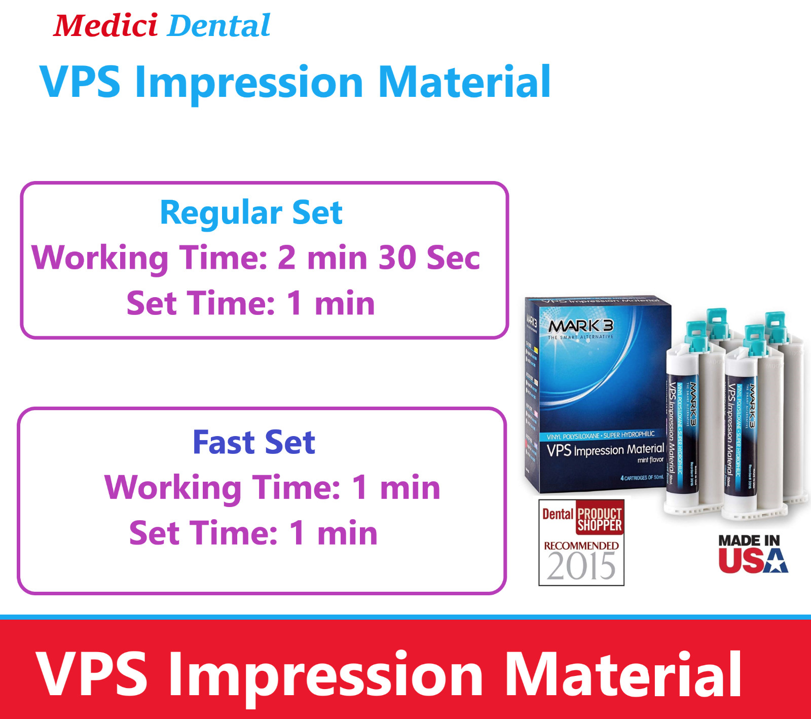 Dental Impression Material, VPS Heavy & Light Body, Fast & Regular (Choose Qtys)