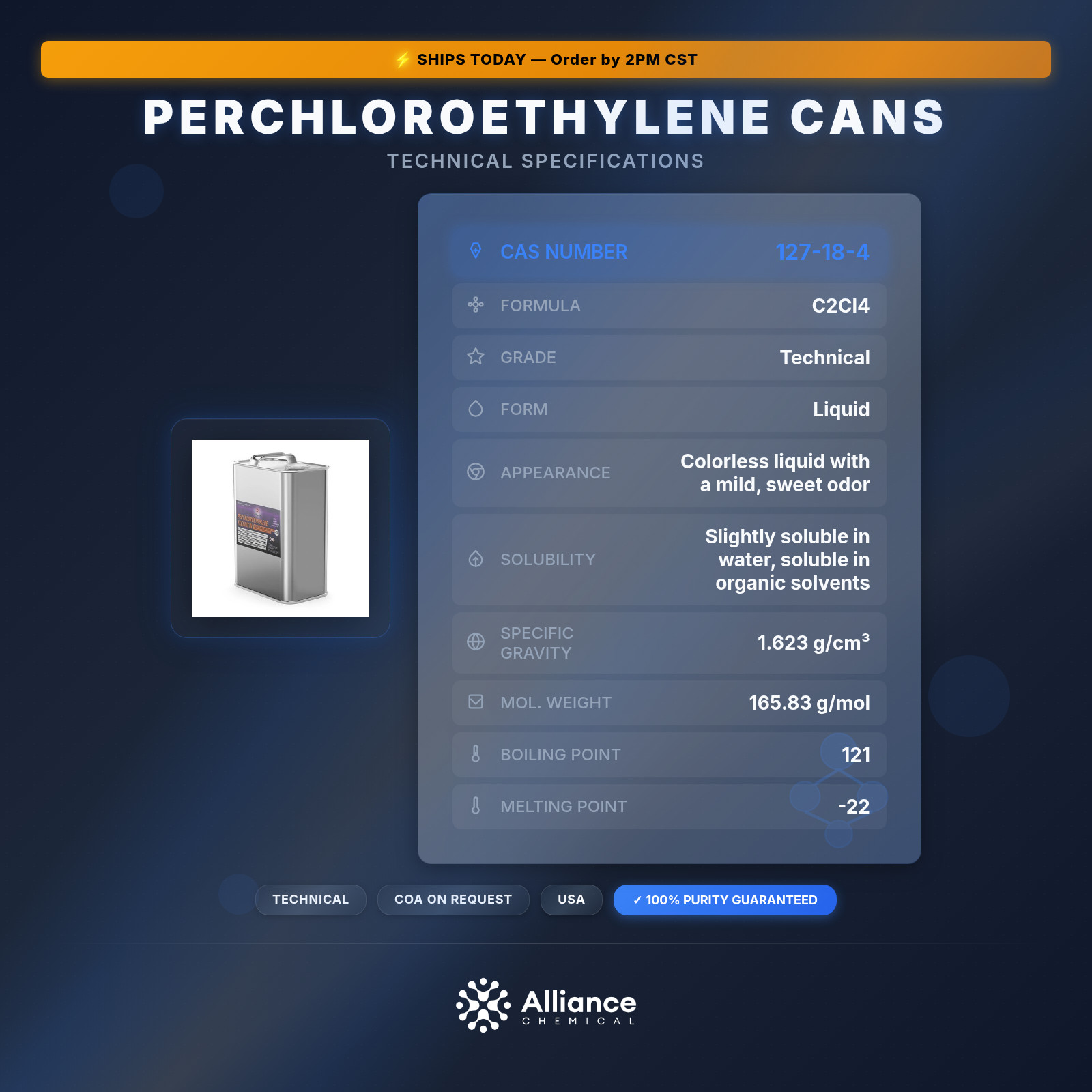 Perchloroethylene (PCE, PERC) – 2 Quart Cans