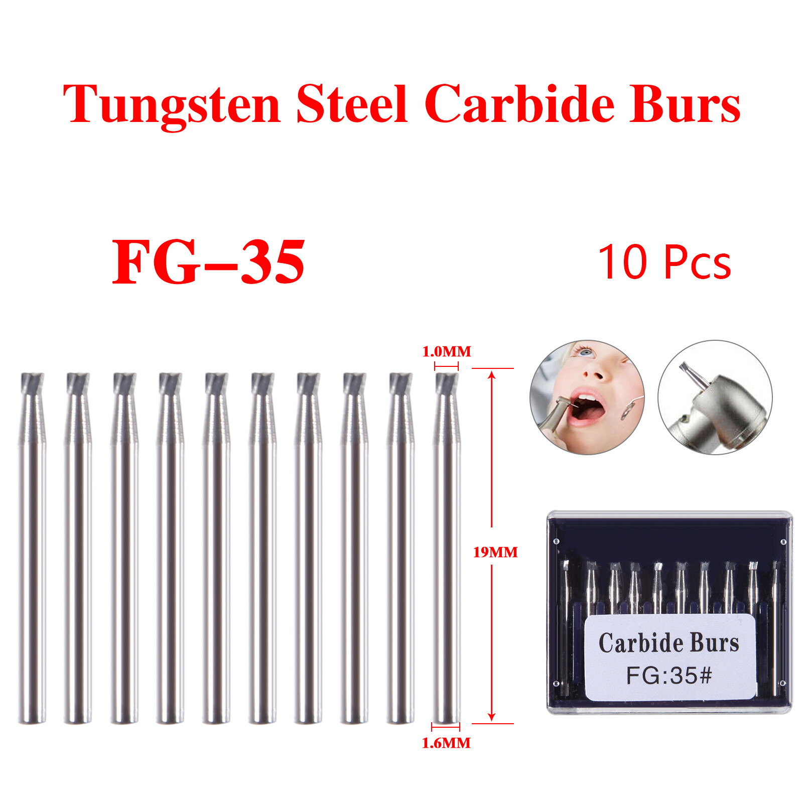 Dental FG Tungsten Steel Carbide Burs for High Speed Handpiece Inverted Cone ns