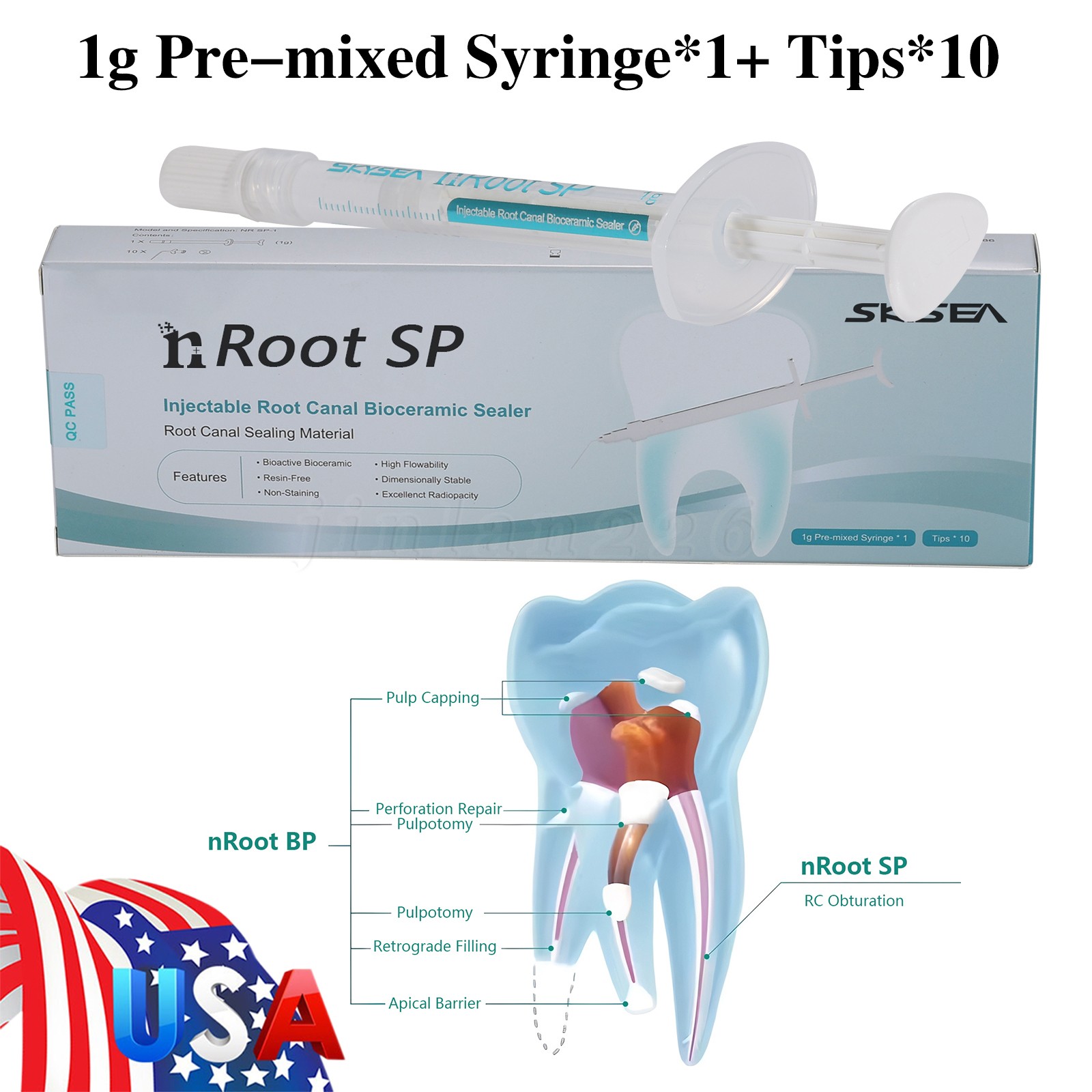 Bioceramic for Root & Pulp Treatment 1g tube II Free Ship