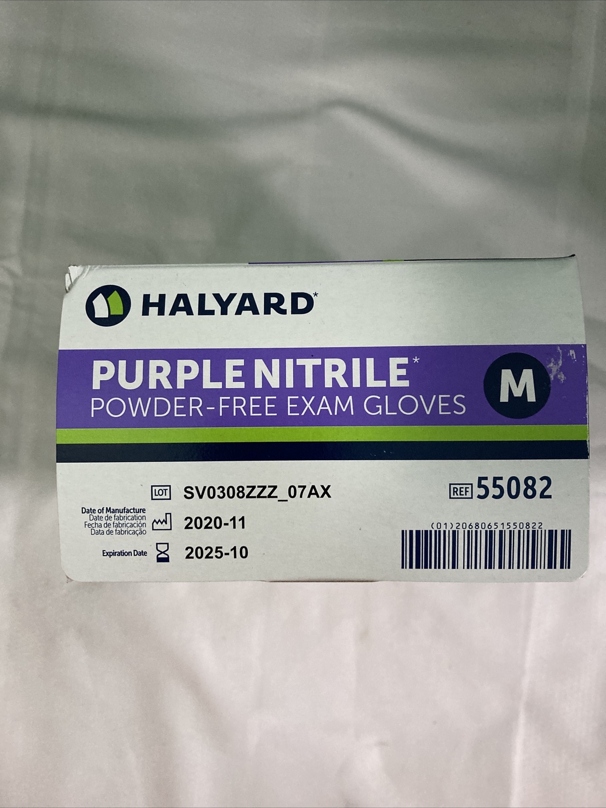 HALYARD PURPLE NITRILE GLOVES 55082 Powder-Free Exam/ 100 Gloves/ Medium