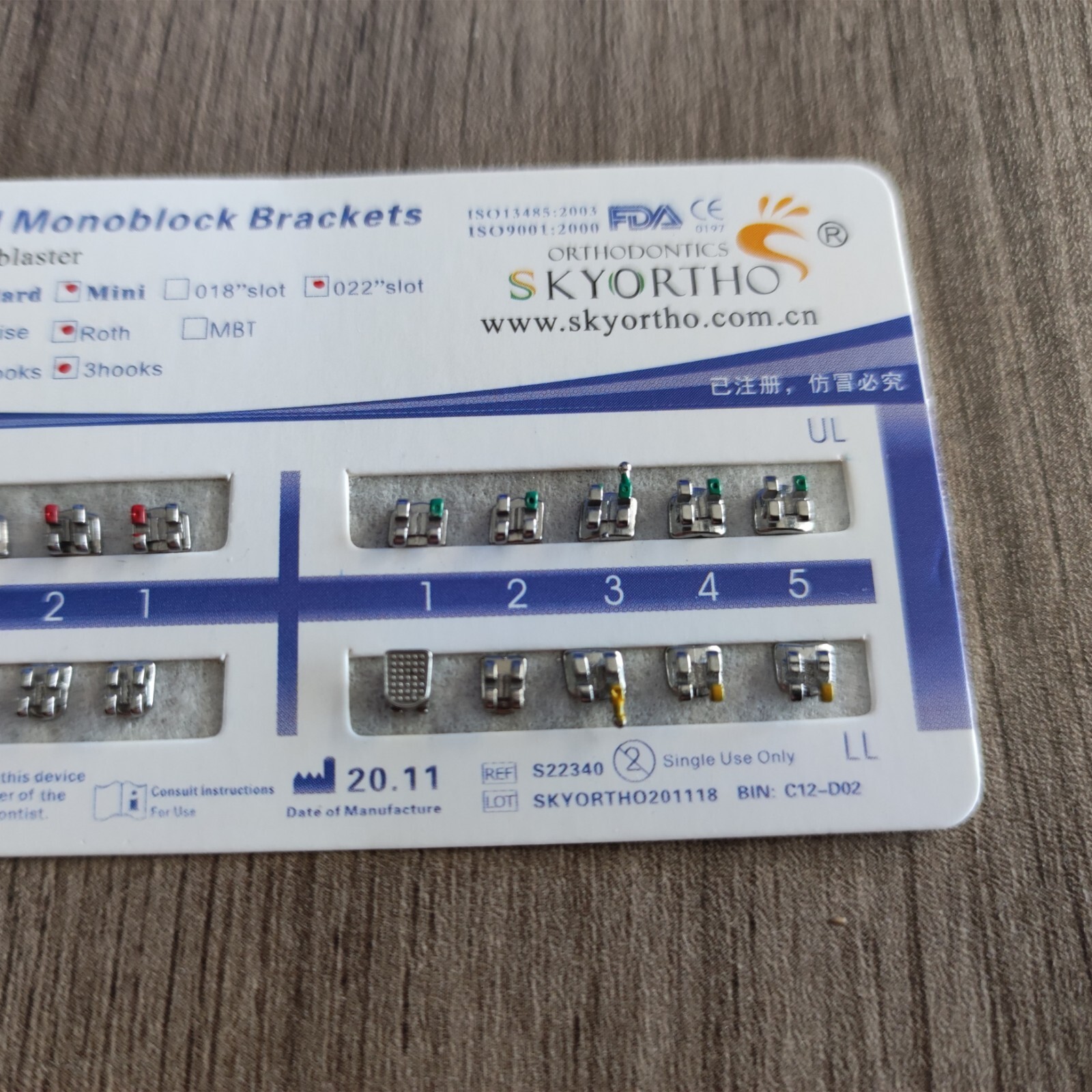 10 Packs Dental Brackets Metal Braces Mini Roth 022 no Hook MIM Ultrathin