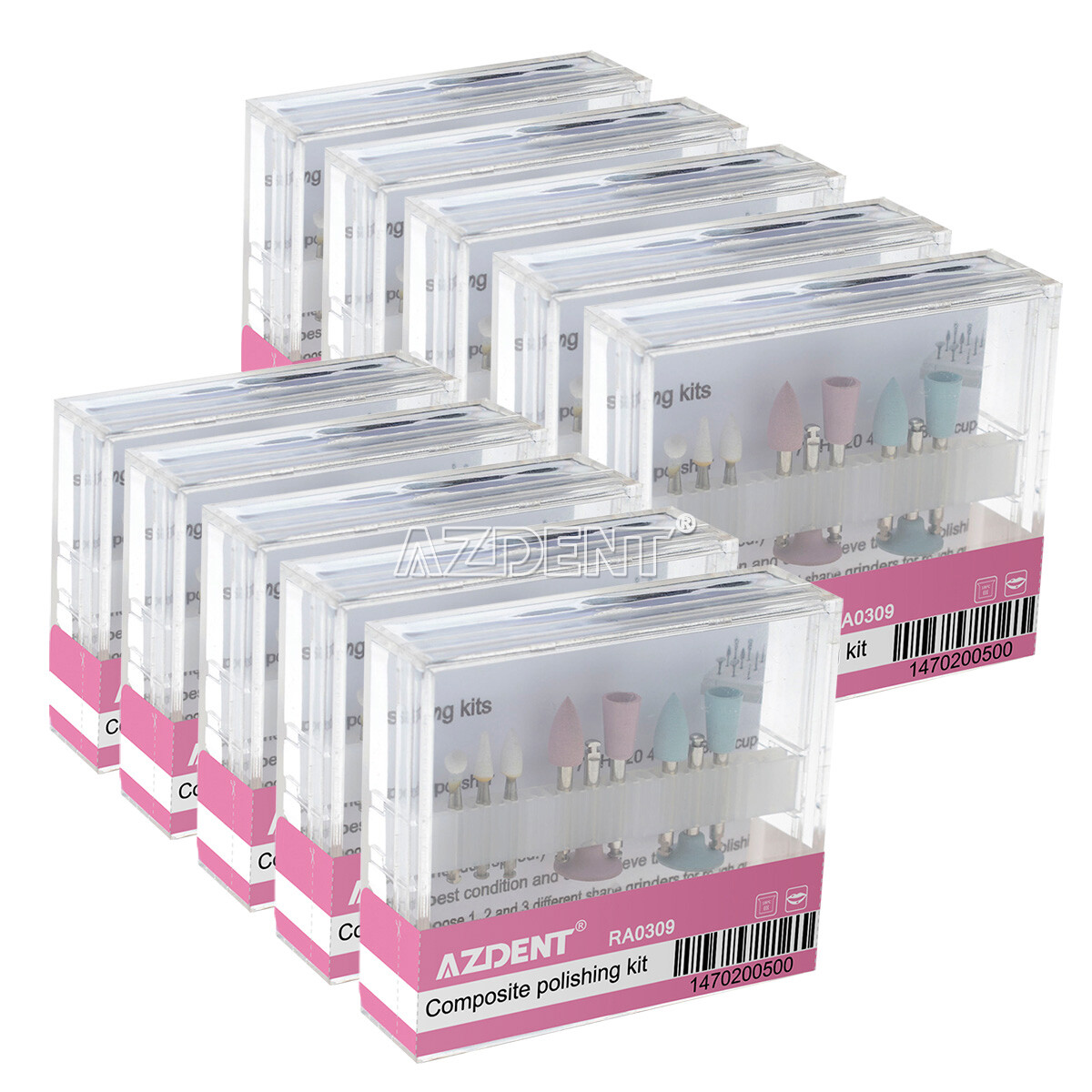 AZDENT Dental Composite Polishing Kit Diamond Burs RA Polisher Resin Brushes