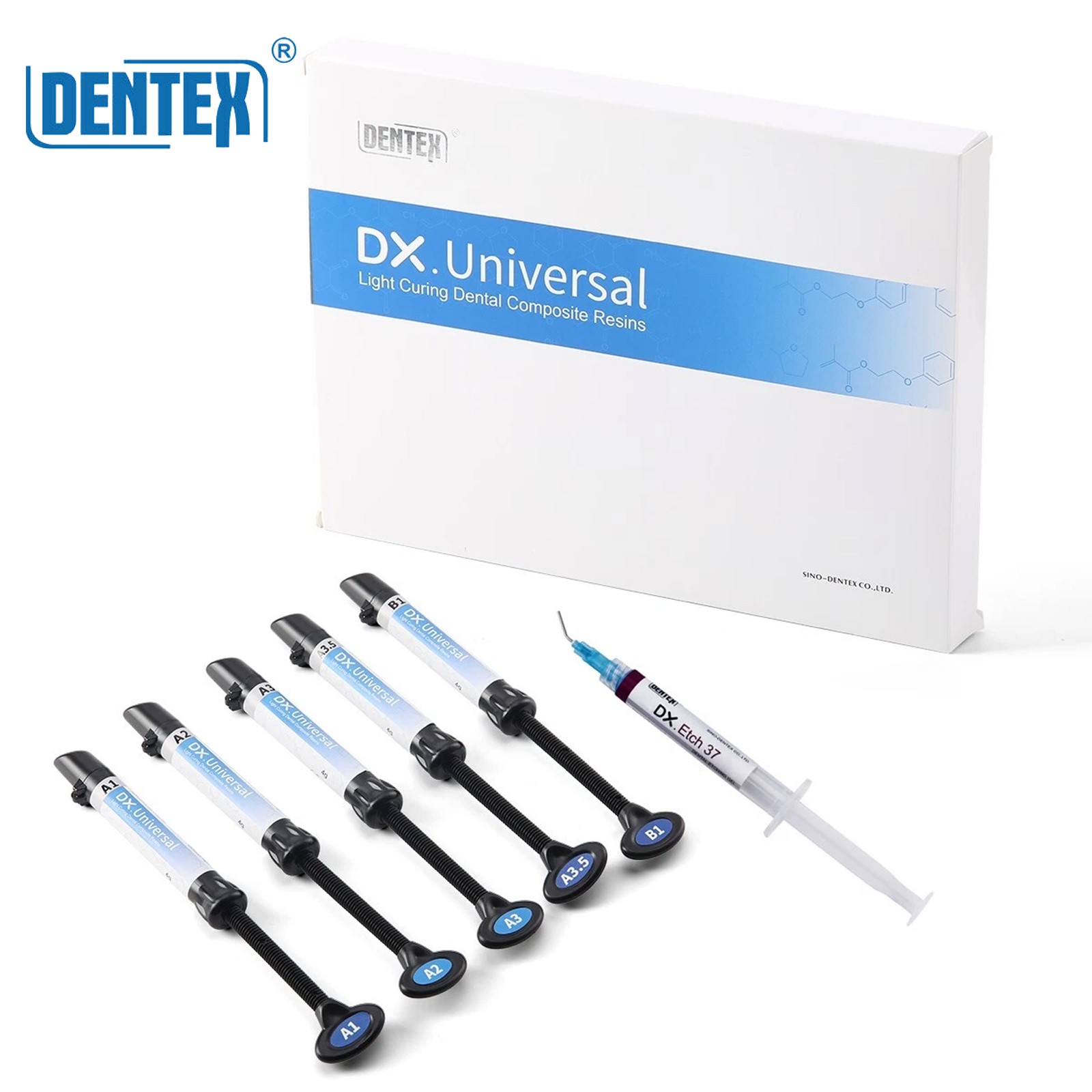 DENTEX Dental Light Cure Composite Resin Syringe Kit Shade A1 A2 A3 A3.5 B1