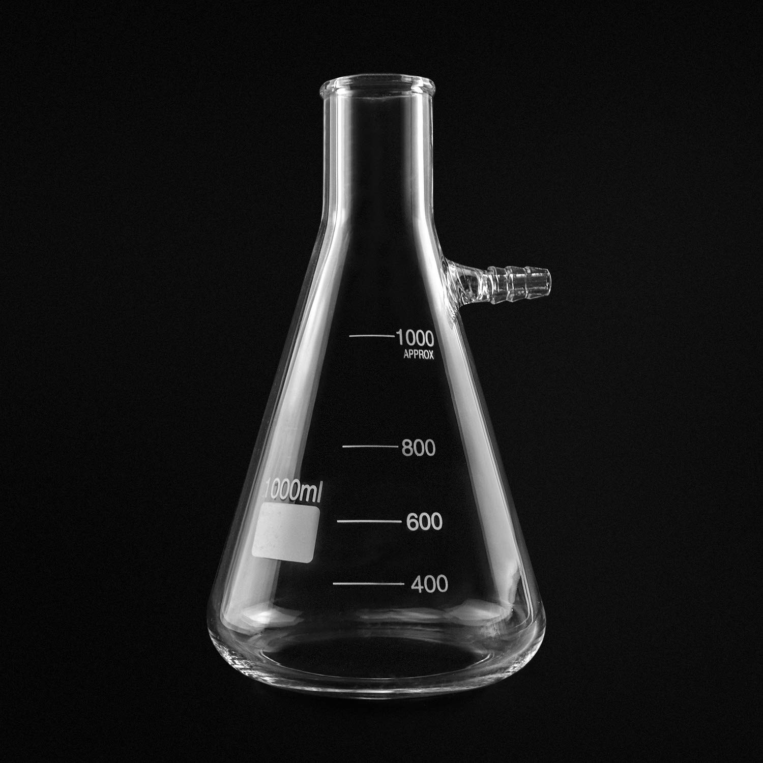 QWORK 1000ml Borosilicate Glass Filtering Flask with Tubulation, 1000ml, 1 pc