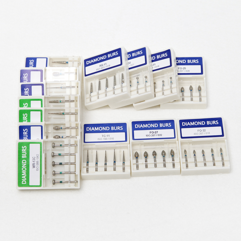 50 Dental Diamond Burs Flat-end Tapered Medium FG1.6mm mixed types