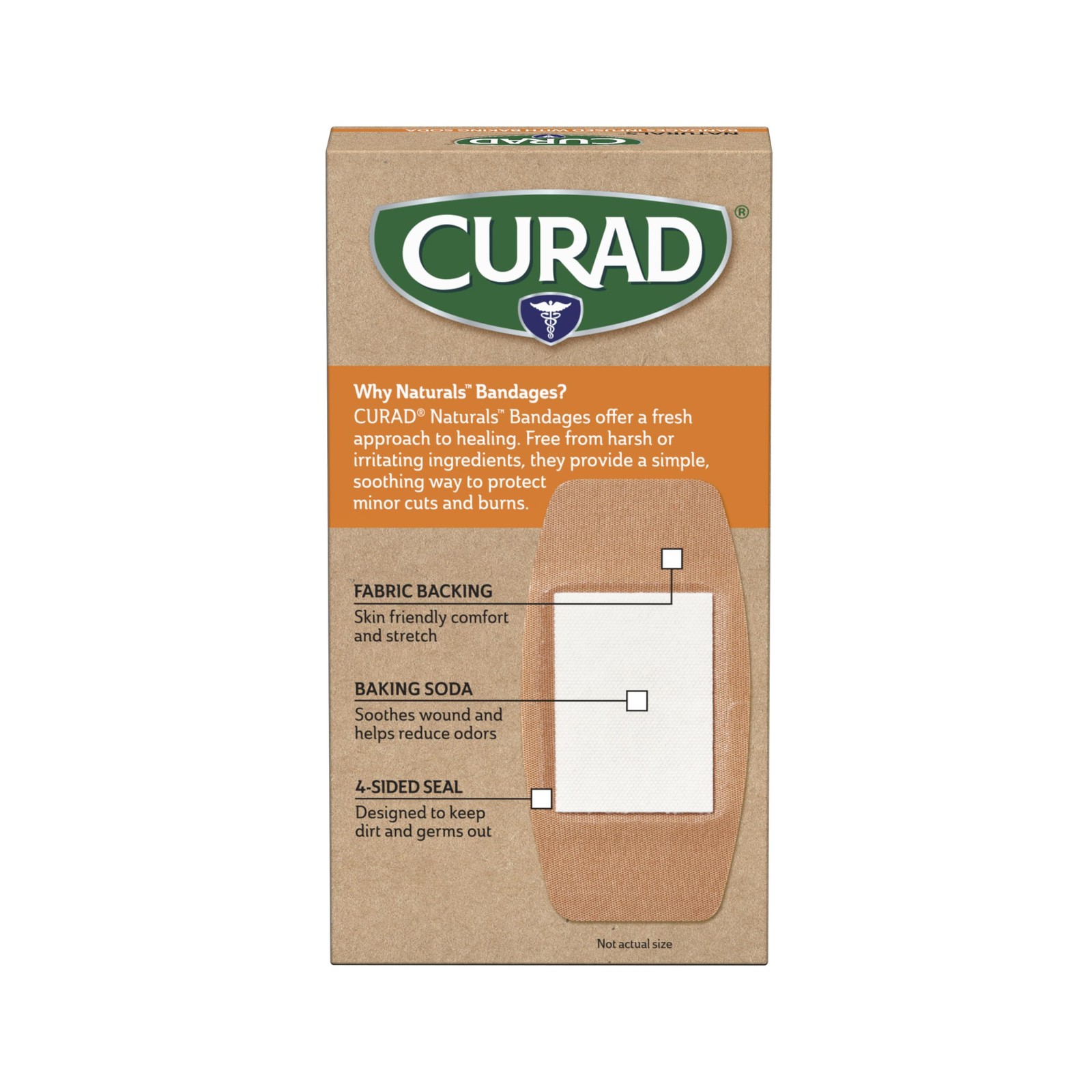 Curad Naturals Baking Soda Bandages 2 X 4 Individually Wrapped Sterile Bandage
