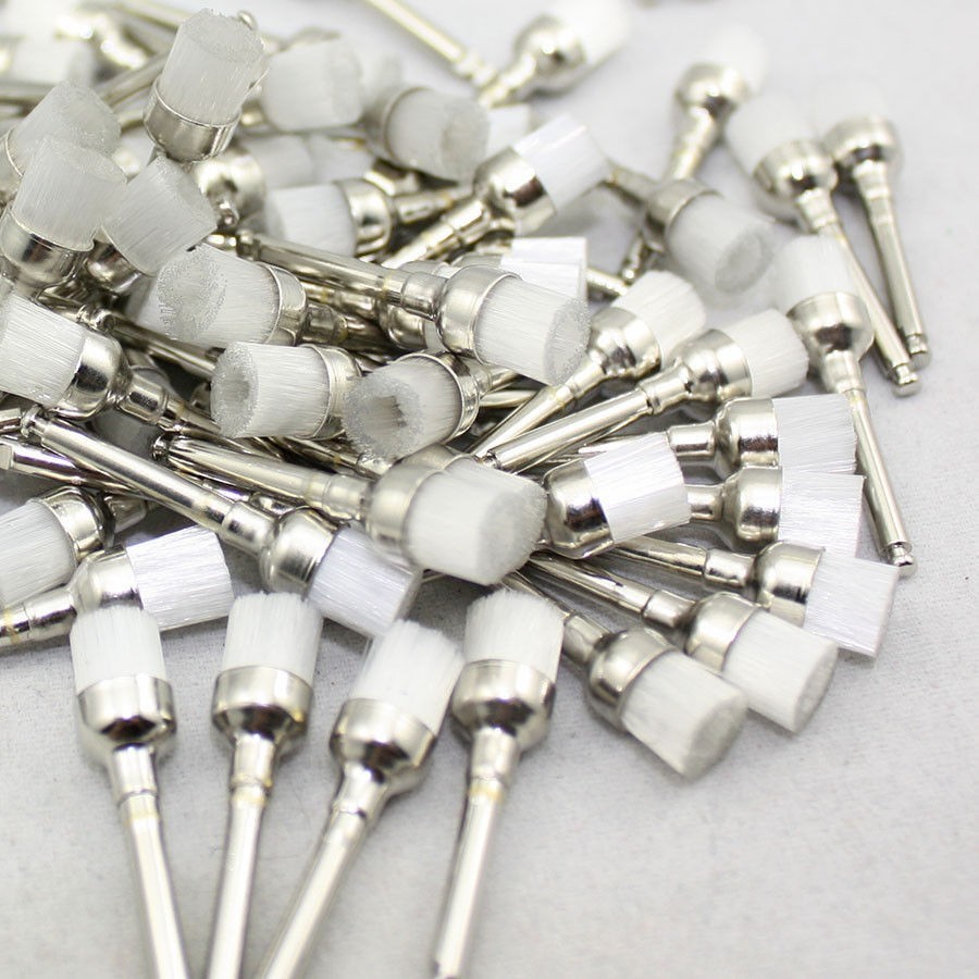 100 Pcs/Pack Dental White Nylon Polishing Bowl Prophy Brushes Flat Cup Latch RA