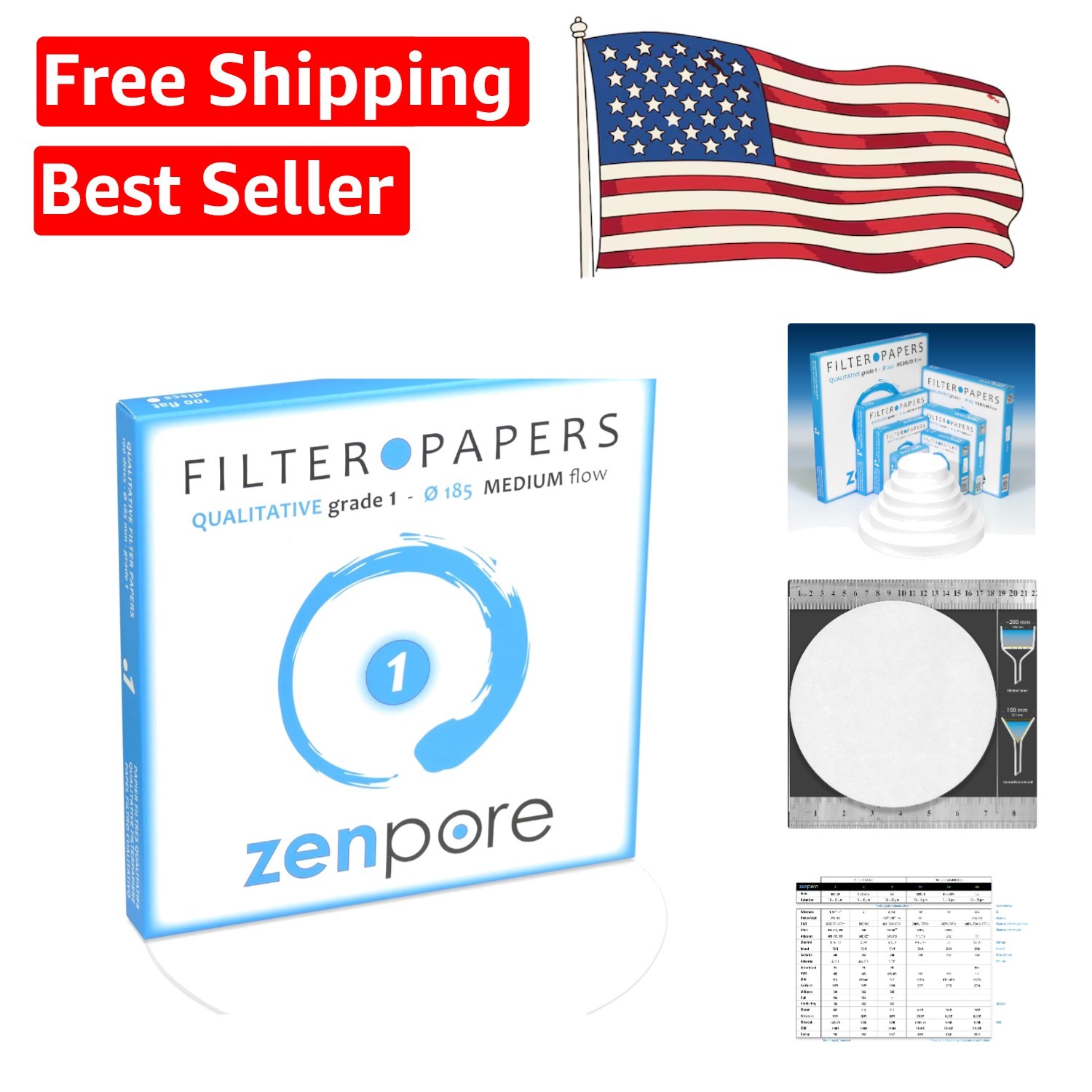 Versatile 18.5 cm Filter Paper Discs – Ideal for Qualitative Analyses (100 pcs)