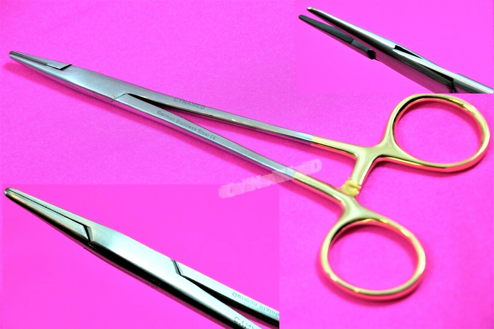 TC Halsey Needle Holder 6″smooth gold surgical suture Dental surgery W/TC Insert