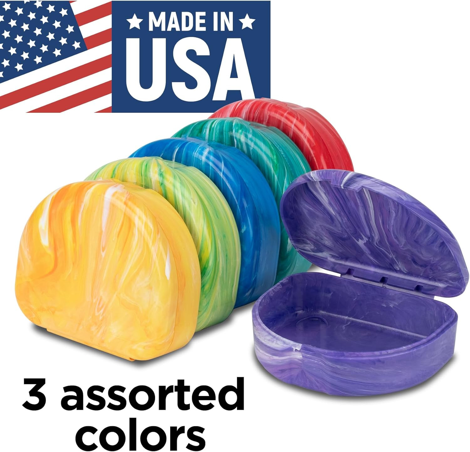 Marble Retainer Cases, Orthodontic Aligner Case, Mouth Guard Holder (3 Pack) …