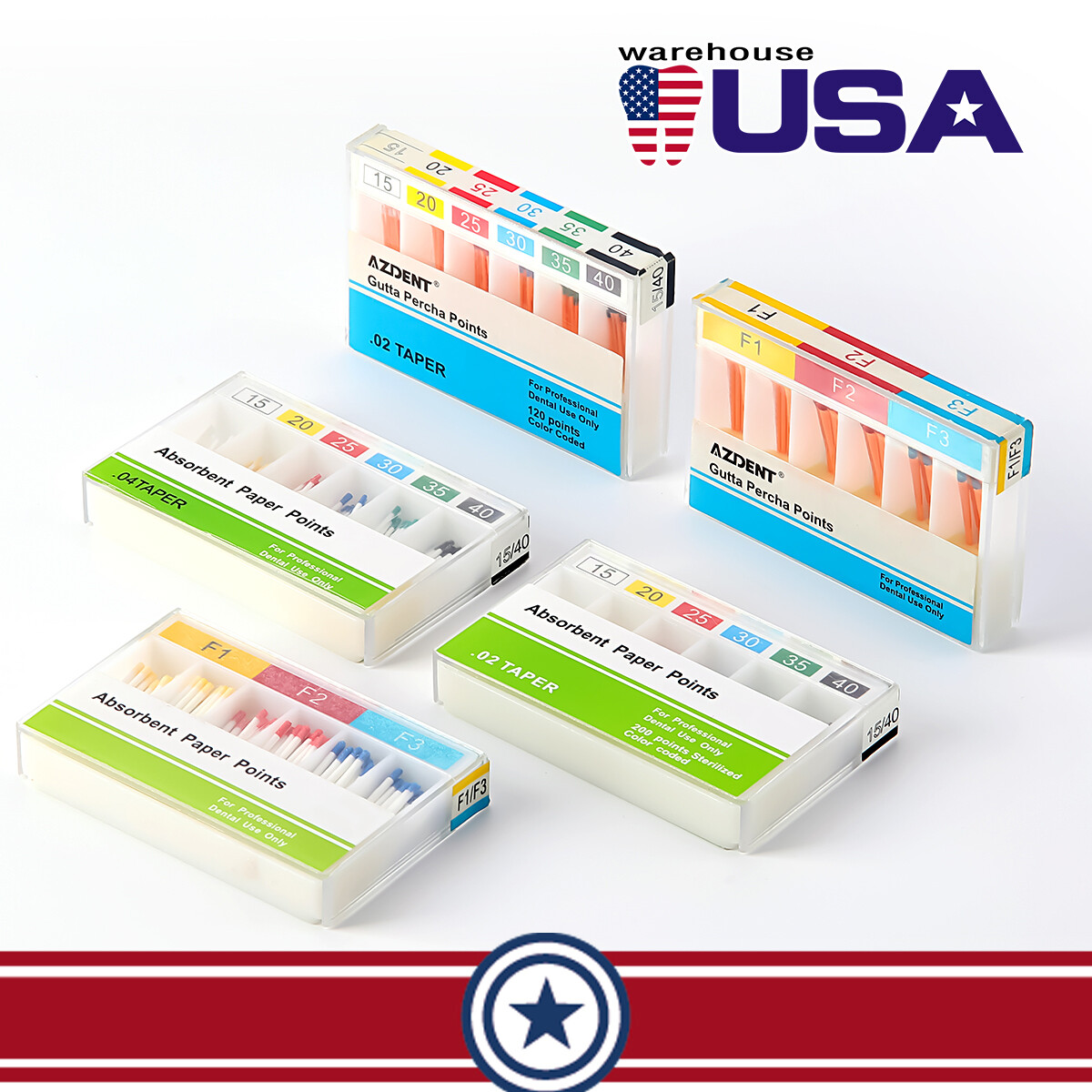 AZDENT Dental Gutta Percha Points/Absorbent Paper Points Endodontic Root Canal