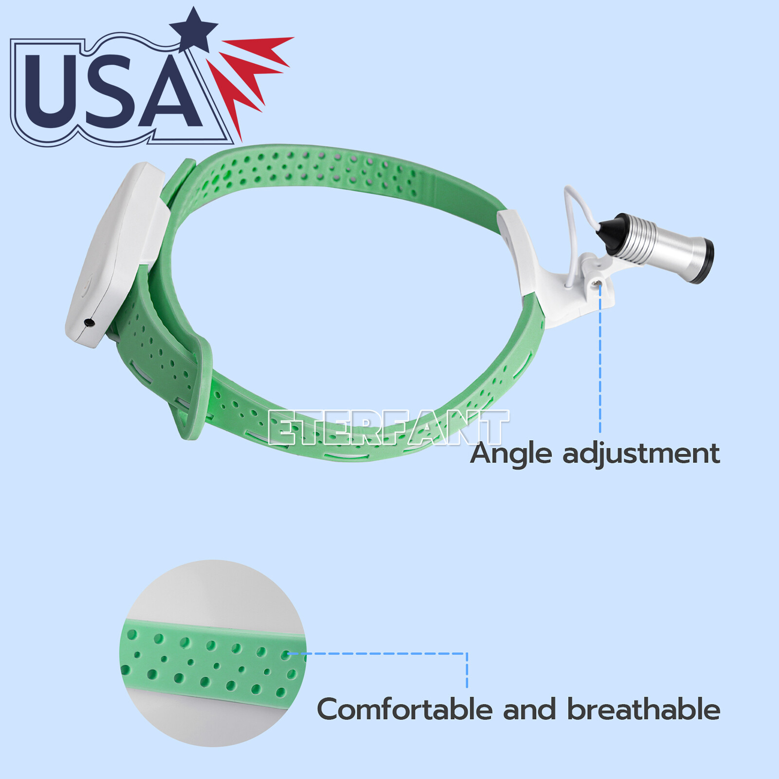ETERFANT Dental Lightweight Silicone Headlamp Surgery Medical 5W LED Green