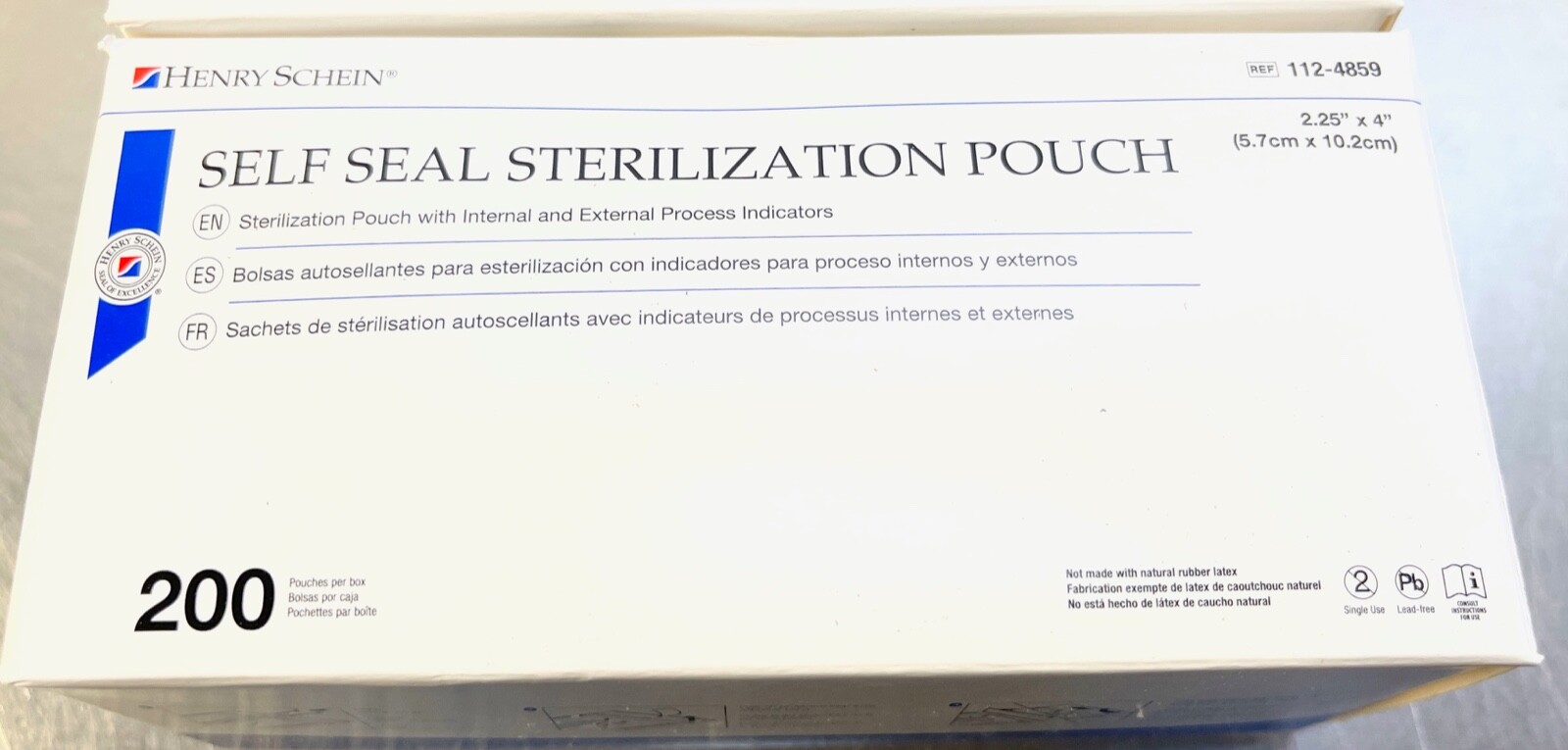 Lot of 3 Boxes Henry Schein Sterilization Pouch 200 Count 2.25 X4” REF: 112-4859